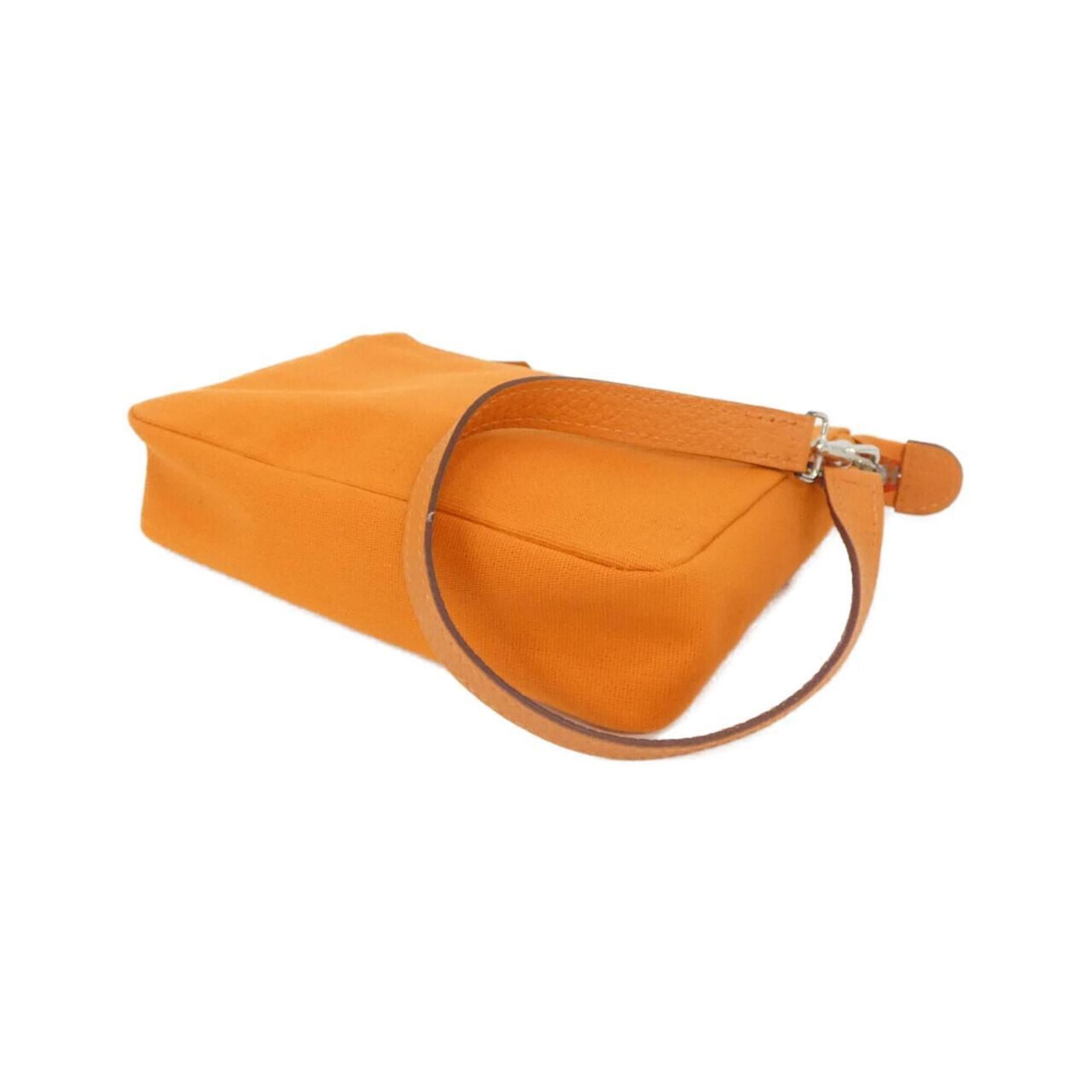 Hermes Orange Toile Officier Handbag Pouch (Pre-Owned)