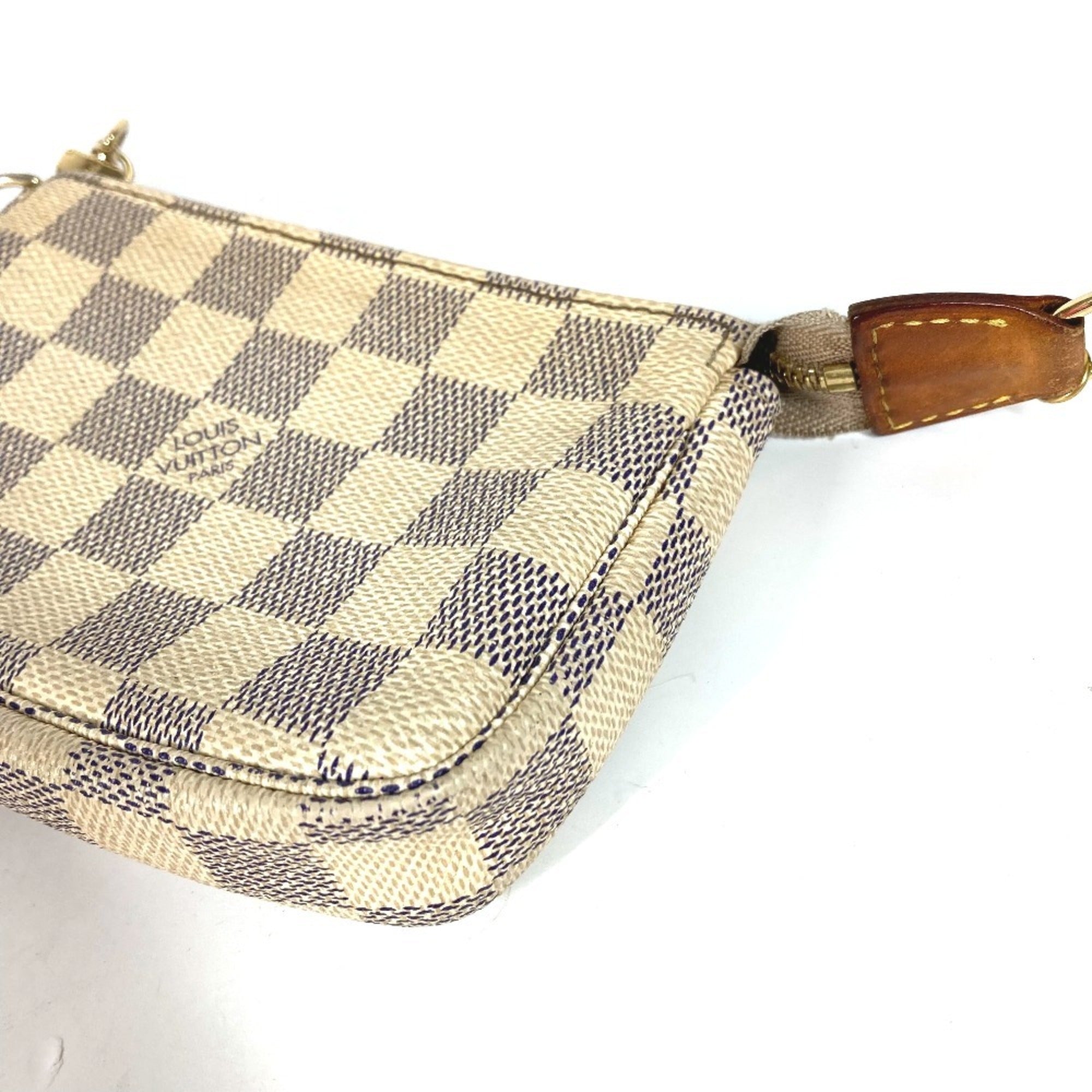 Louis Vuitton White Yellow Damier Azur Handbag Pochette Pouch (Pre-Owned)
