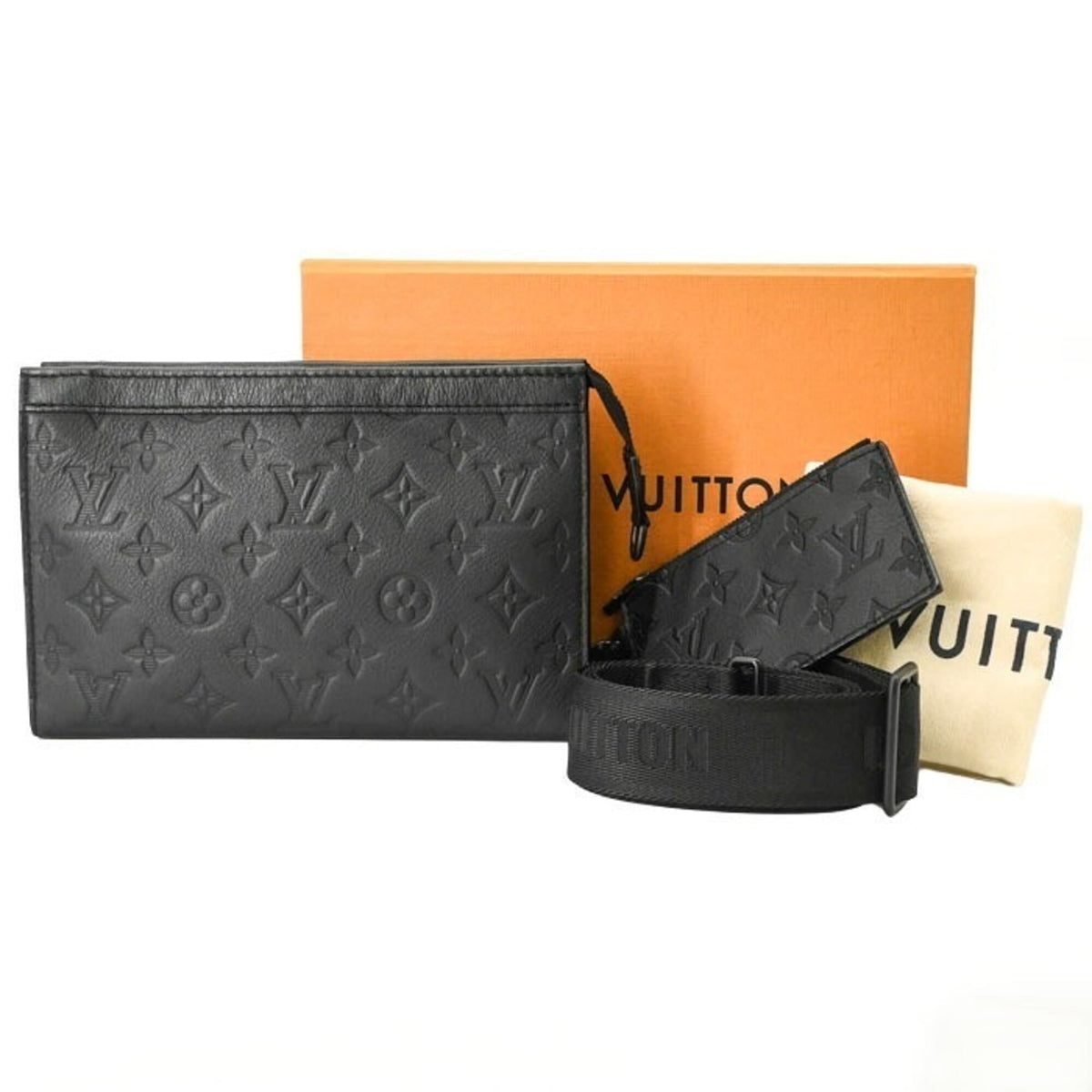 Louis Vuitton Black Monogram Shadow Leather Pouch Shoulder Bag (Pre-Owned)