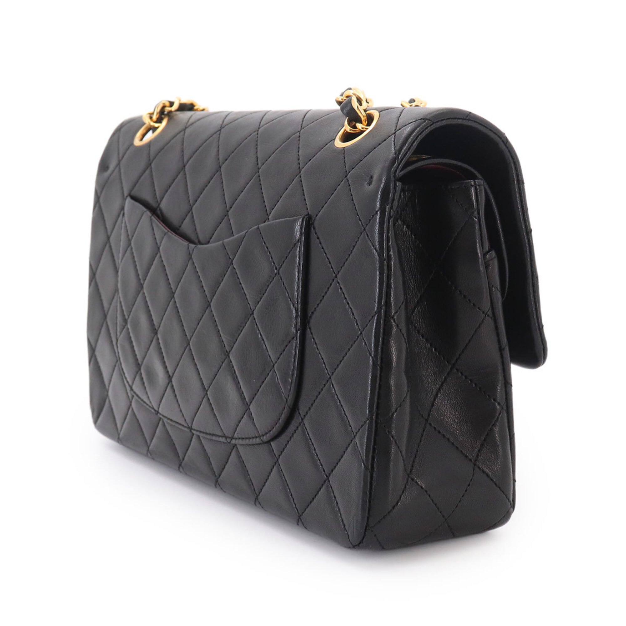 Chanel Matelasse Black Leather Handbag Shoulder Bag (Pre-Owned)