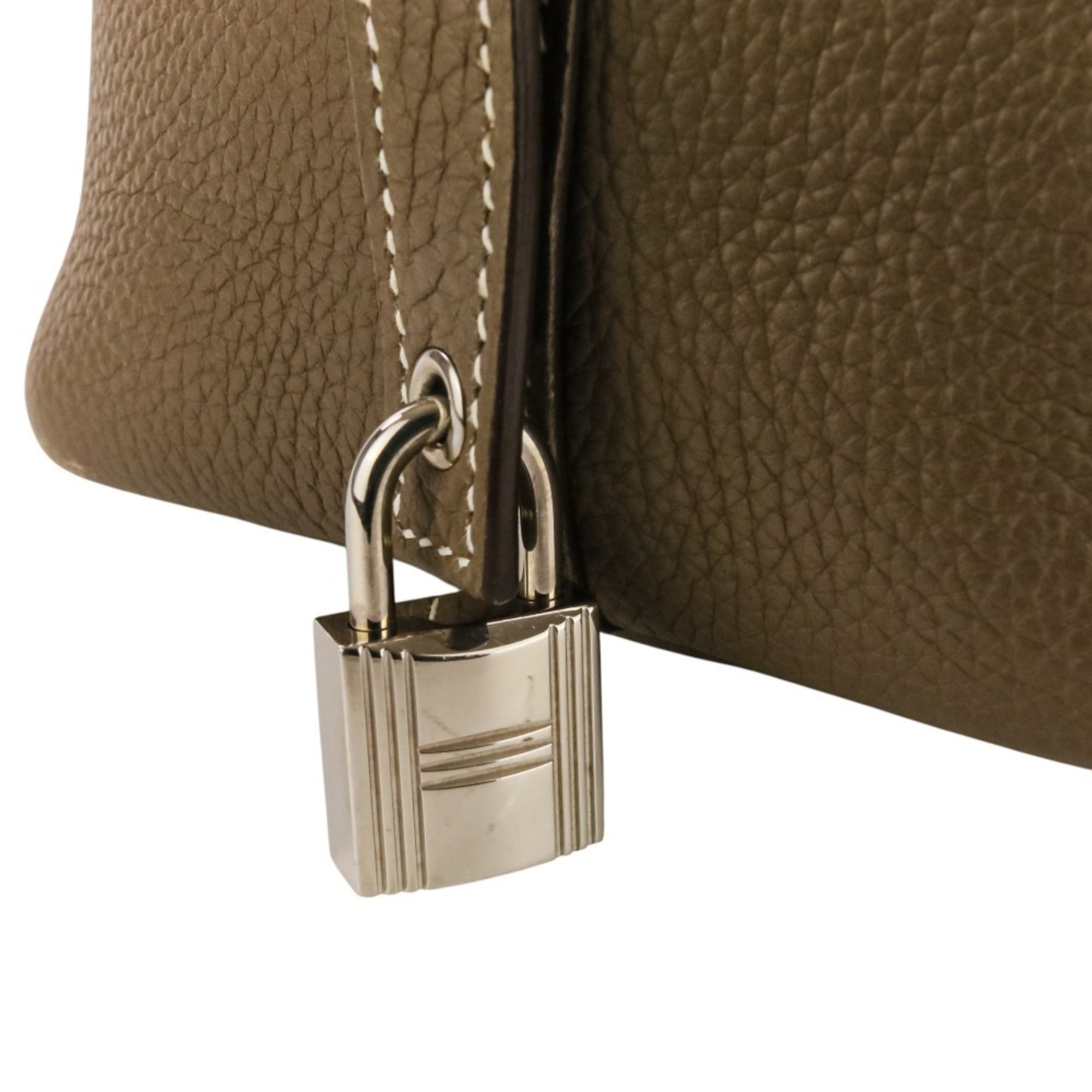 Hermes Etoupe Gray Taurillon Clemence Leather Handbag Tote Bag (Pre-Owned)
