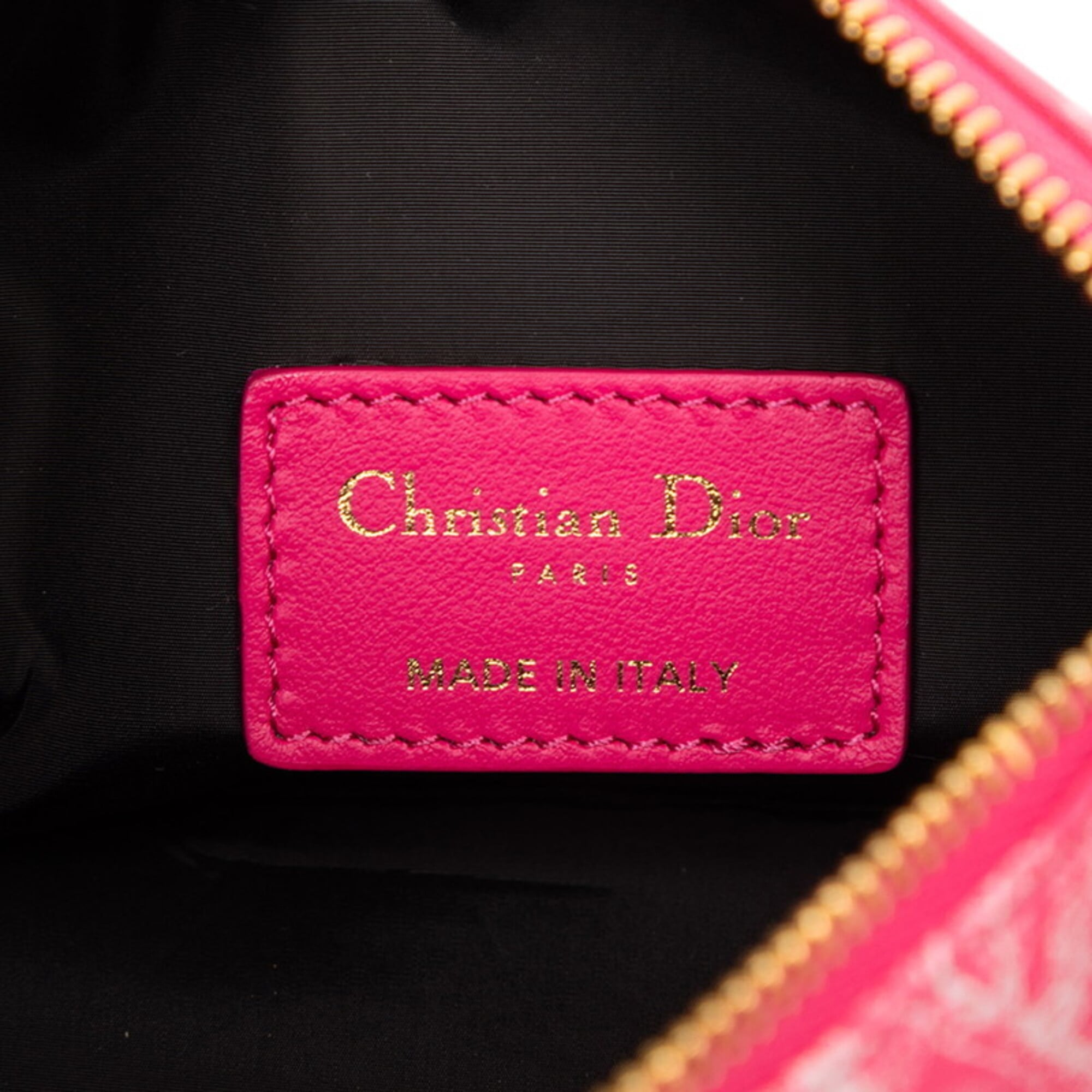 Christian Dior Pink Leather Canvas Handbag Pouch (Pre-Owned)