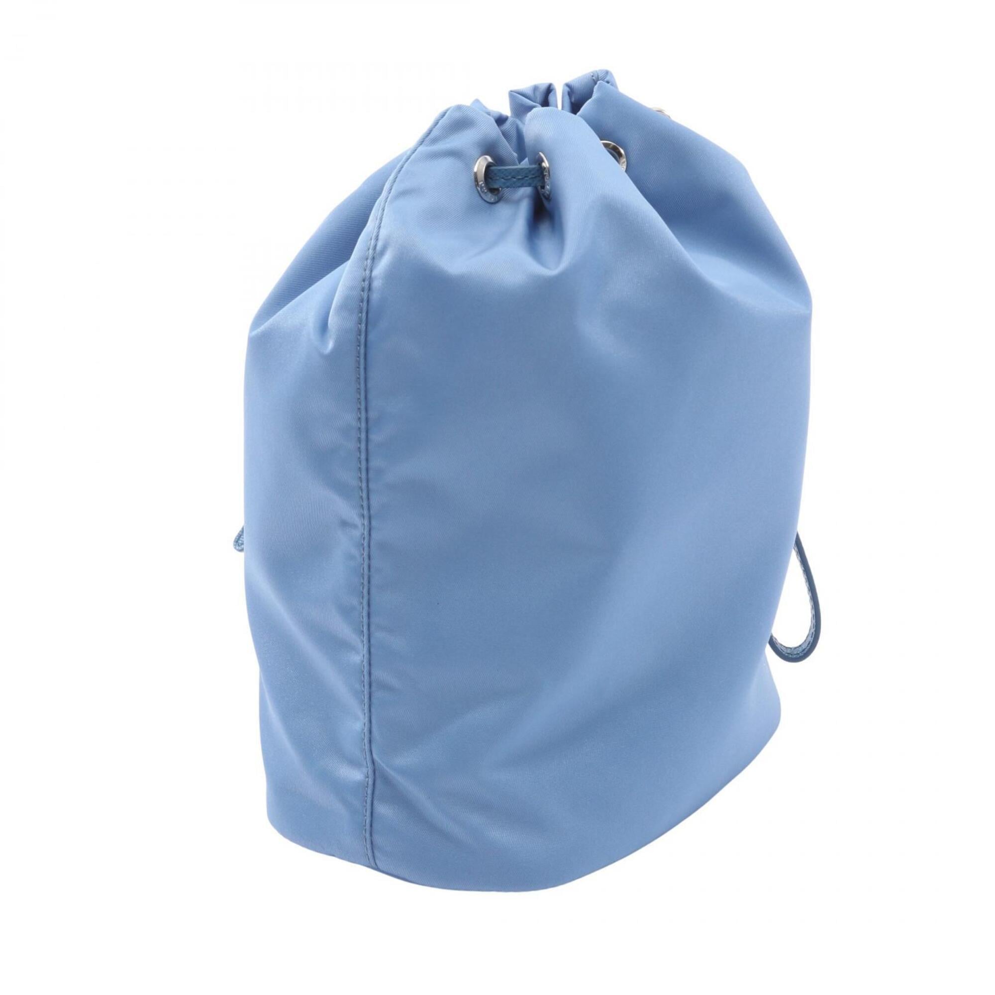 Prada Blue Nylon Leather Handbag Pouch (Pre-Owned)