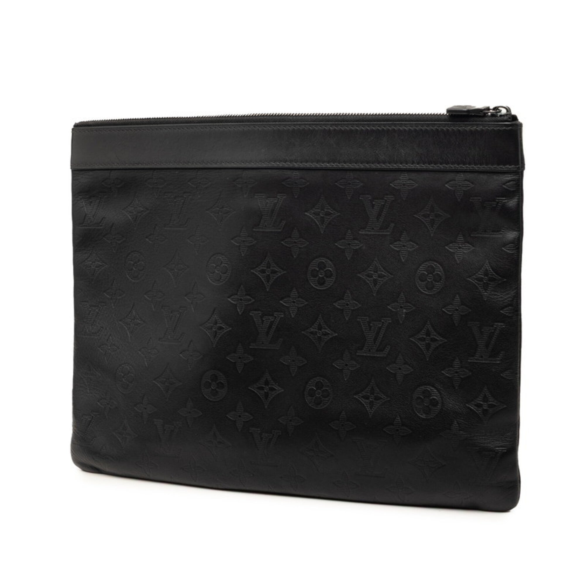Louis Vuitton Black Noir Leather Clutch Bag (Pre-Owned)