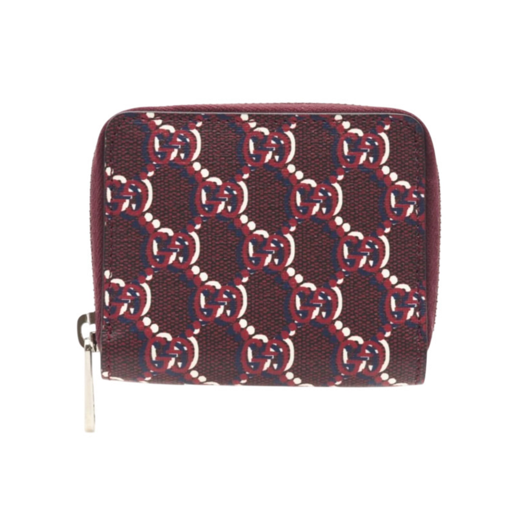 Gucci Bordeaux Navy White Leather Long Wallet (Bi-Fold) (Pre-Owned)