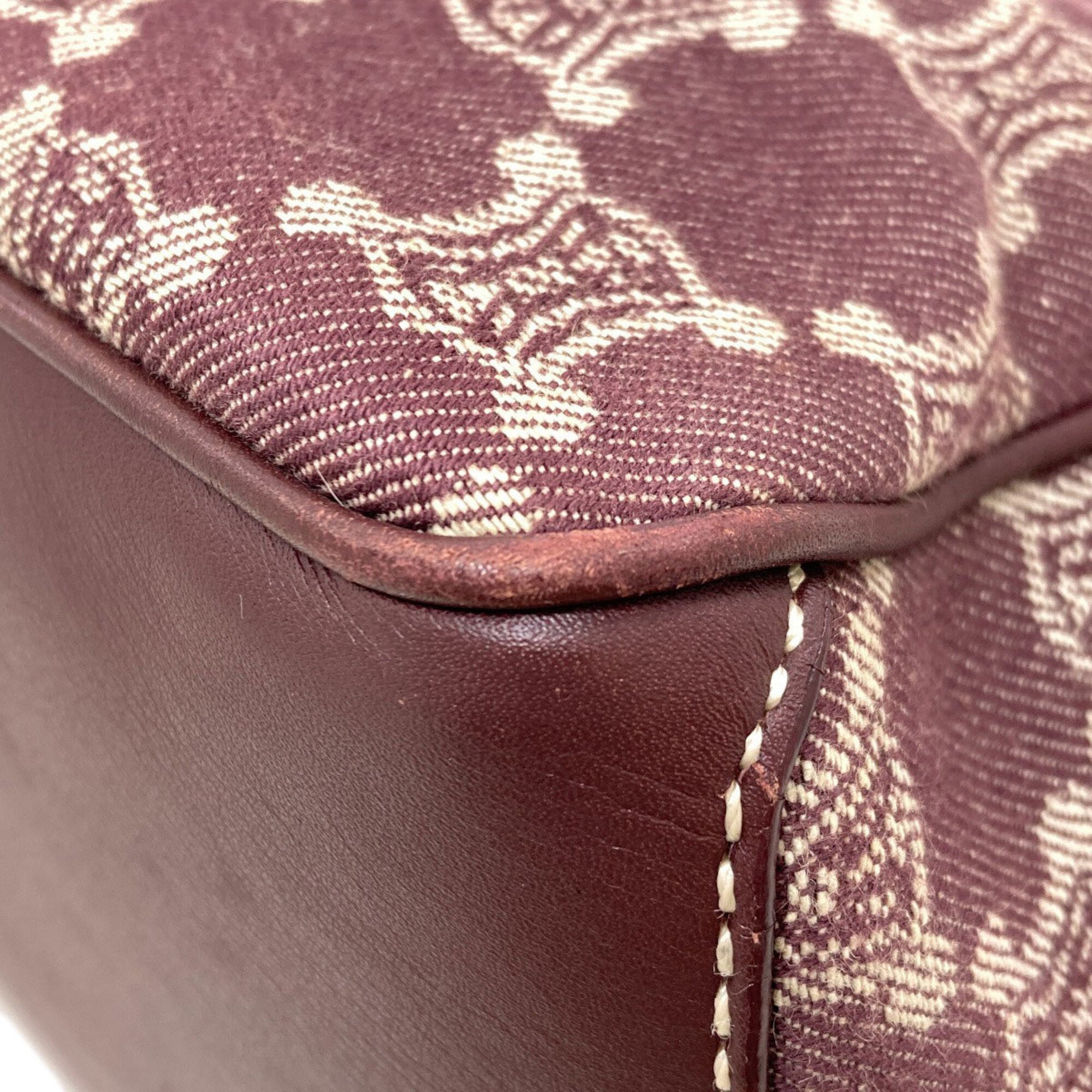 Celine Bordeaux Canvas Handbag (Pre-Owned)