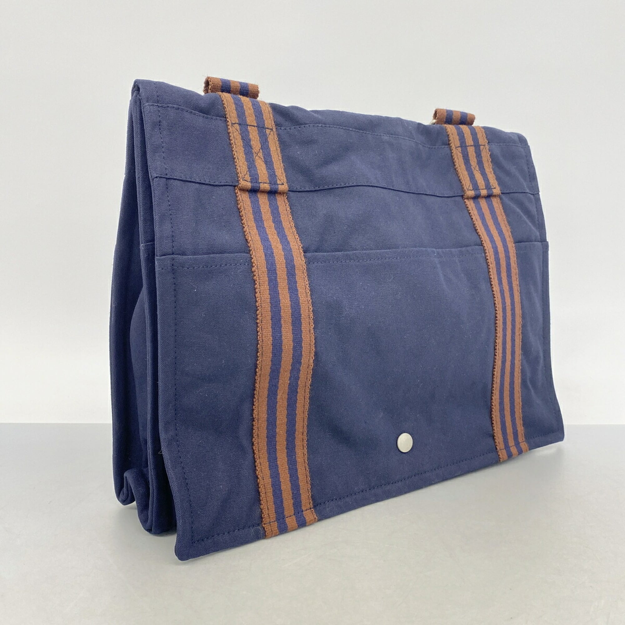 Hermes Navy Nylon Canvas Shoulder Bag (Pre-Owned)