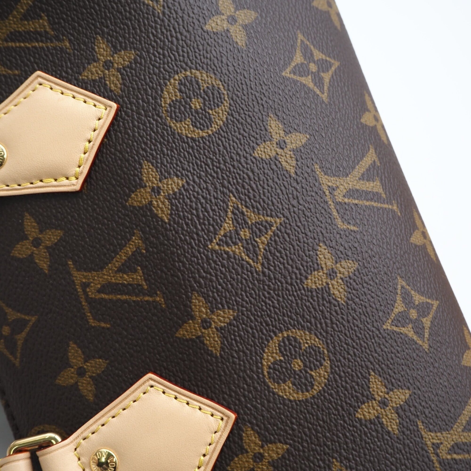 Louis Vuitton Monogram Beige Brown Coated Canvas Leather Handbag (Pre-Owned)