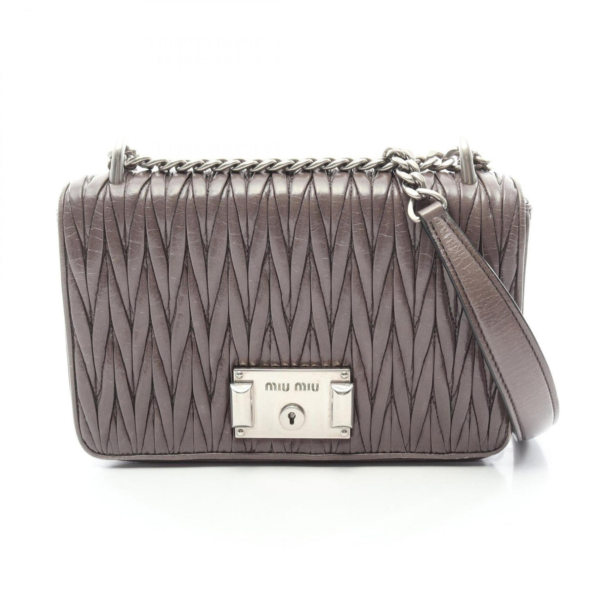 Miu Miu Gray Leather Handbag Shoulder Bag (Pre-Owned)