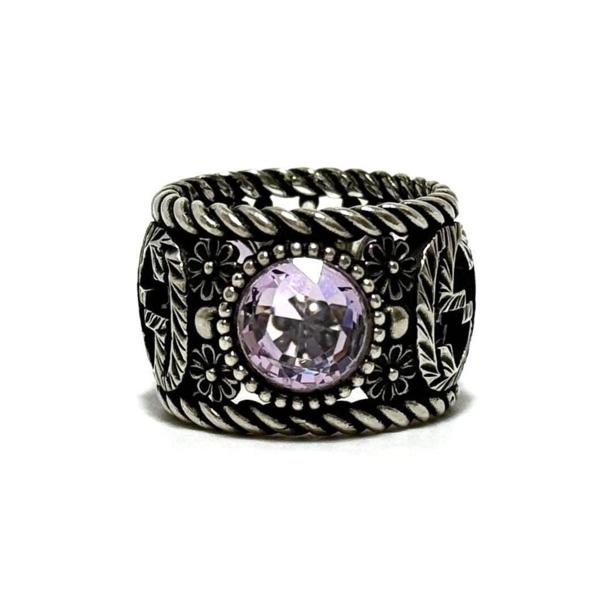 Gucci Silver Rhinestone Silver 925 Band Ring (Pre-Owned)