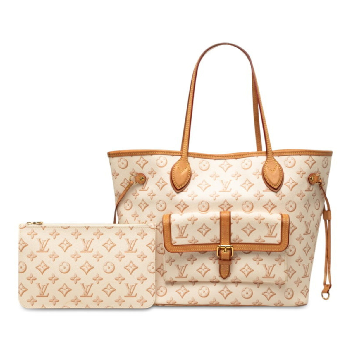 Louis Vuitton Beige Ivory Monogram Monogram Pouch Shoulder Bag Tote Bag (Pre-Owned)