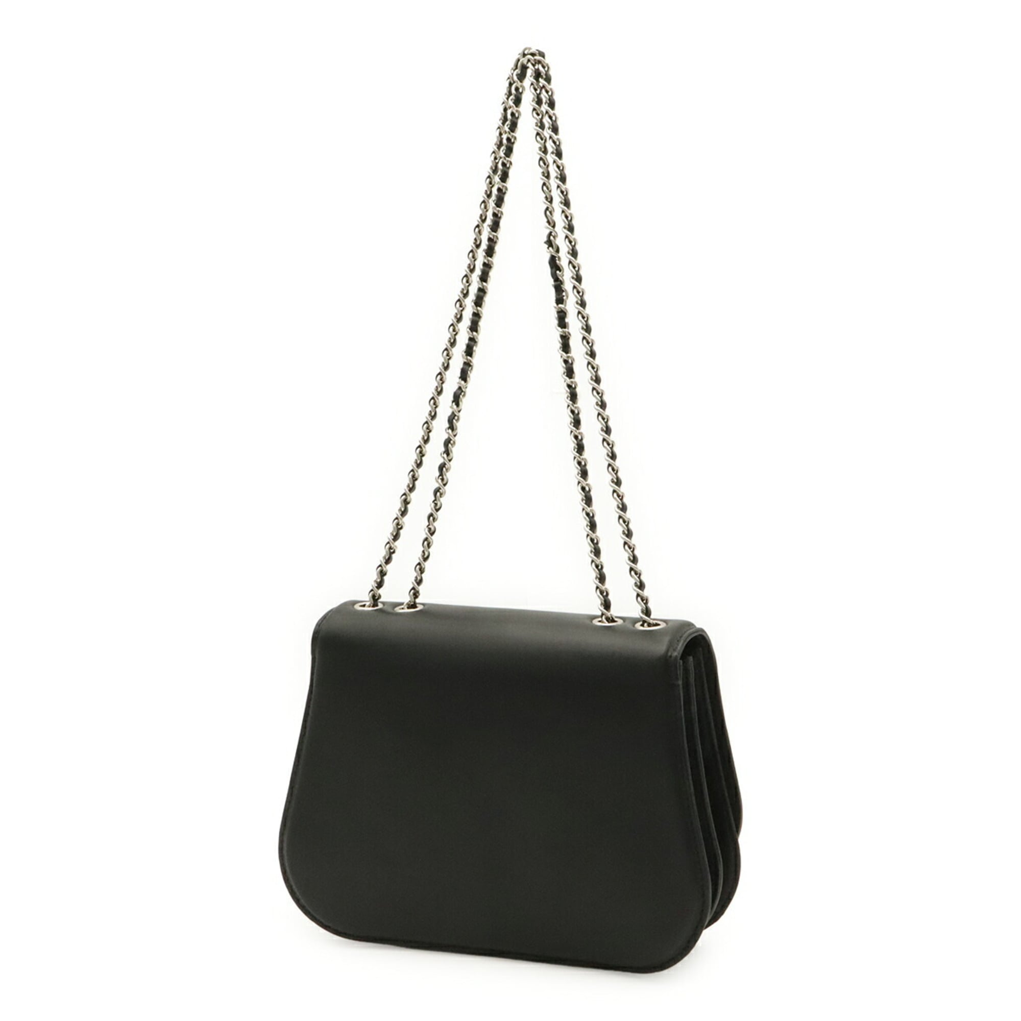 Chanel Black Leather Pochette Shoulder Bag (Pre-Owned)
