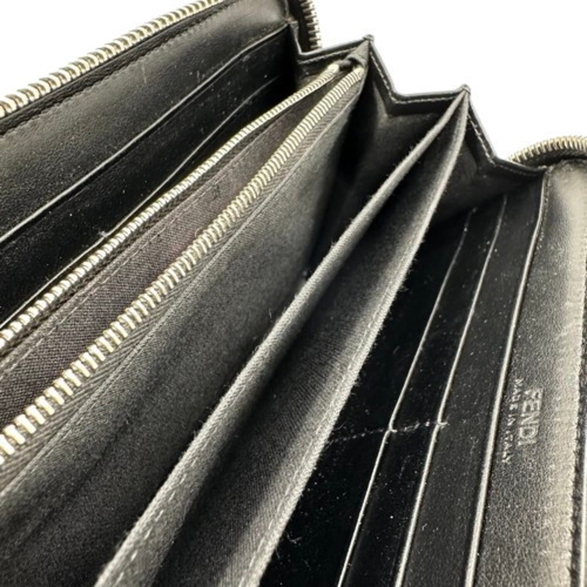 Fendi Black Yellow Leather Long Wallet (Bi-Fold) (Pre-Owned)
