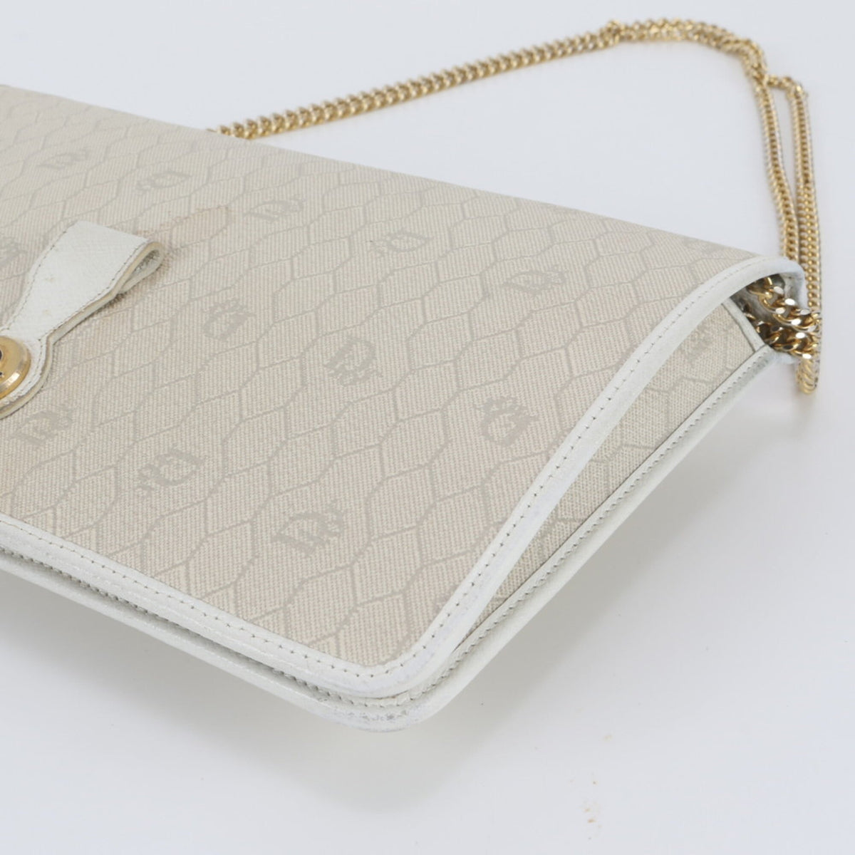 Christian Dior Beige Leather Coated Canvas Shoulder Bag Tote Bag (Pre-Owned)