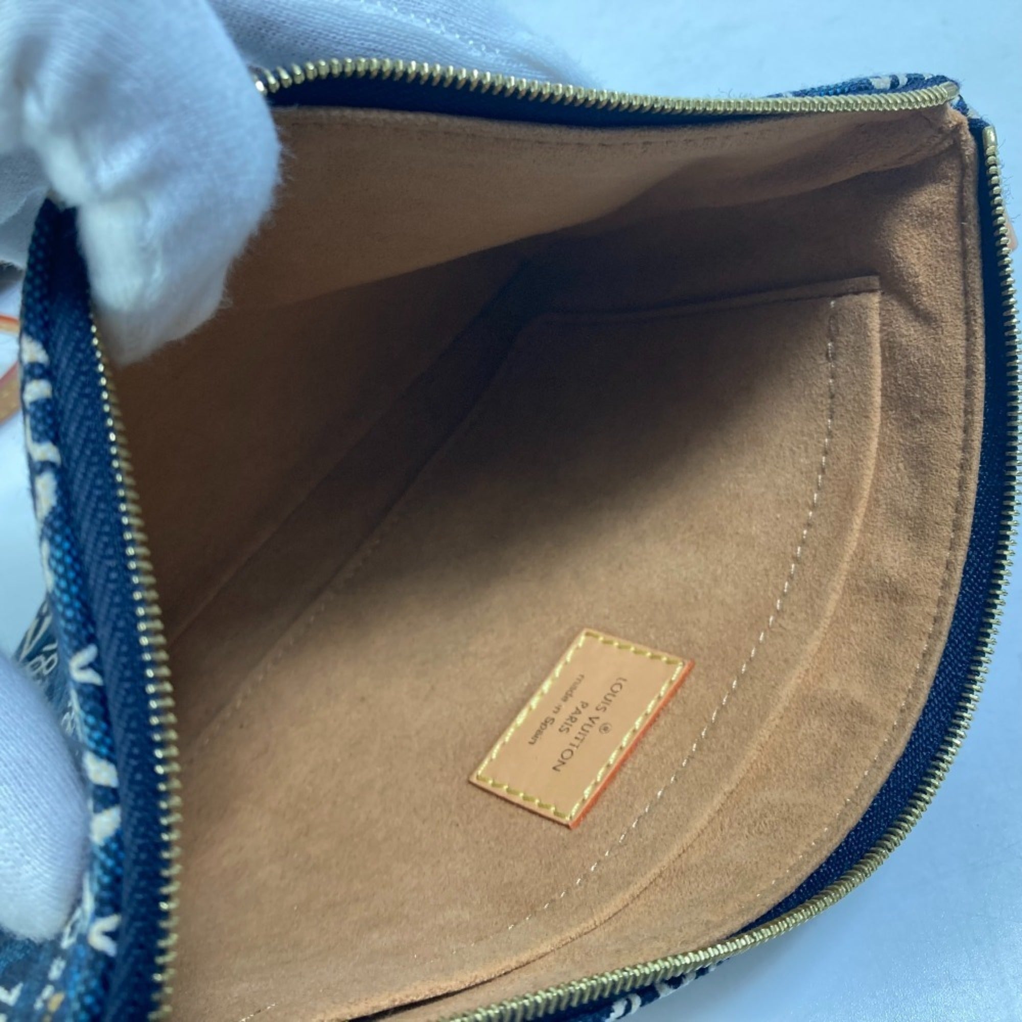 Louis Vuitton Navy Jacquard Shoulder Bag Tote Bag (Pre-Owned)