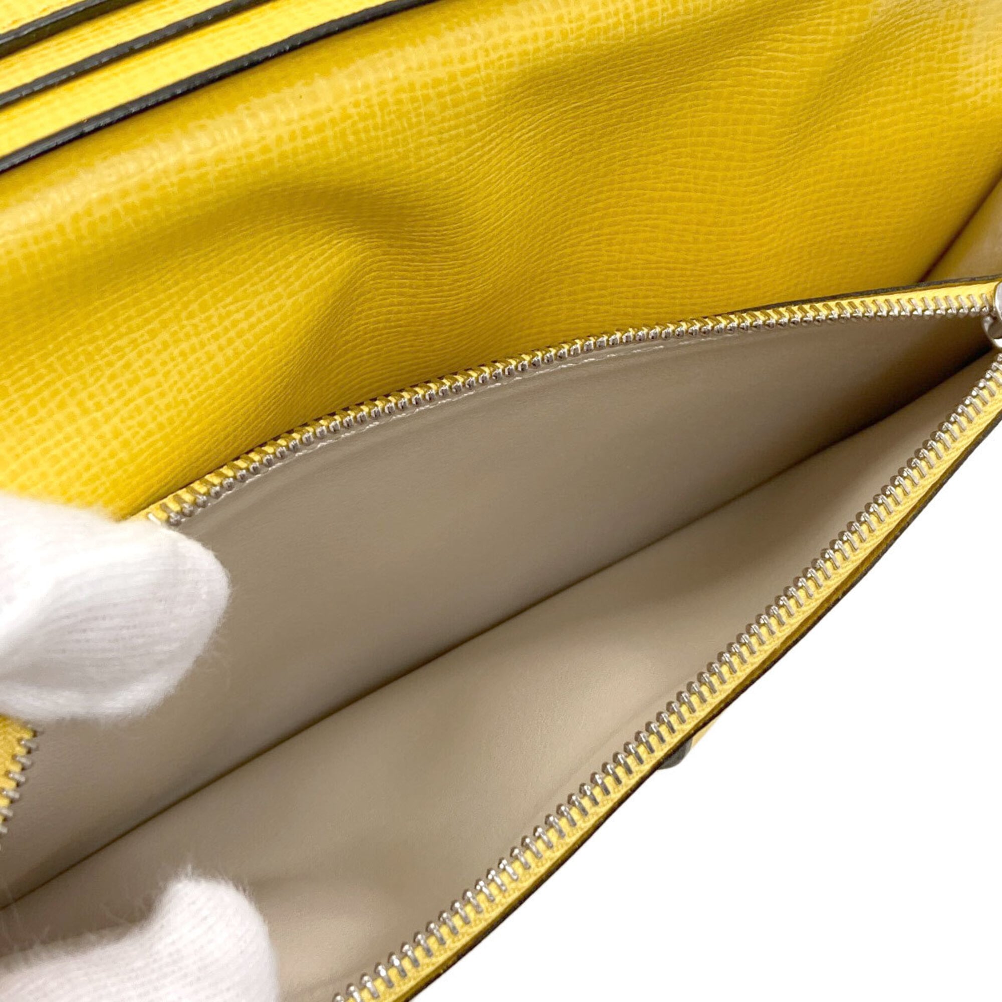 Valextra Yellow Leather Long Wallet (Bi-Fold) (Pre-Owned)