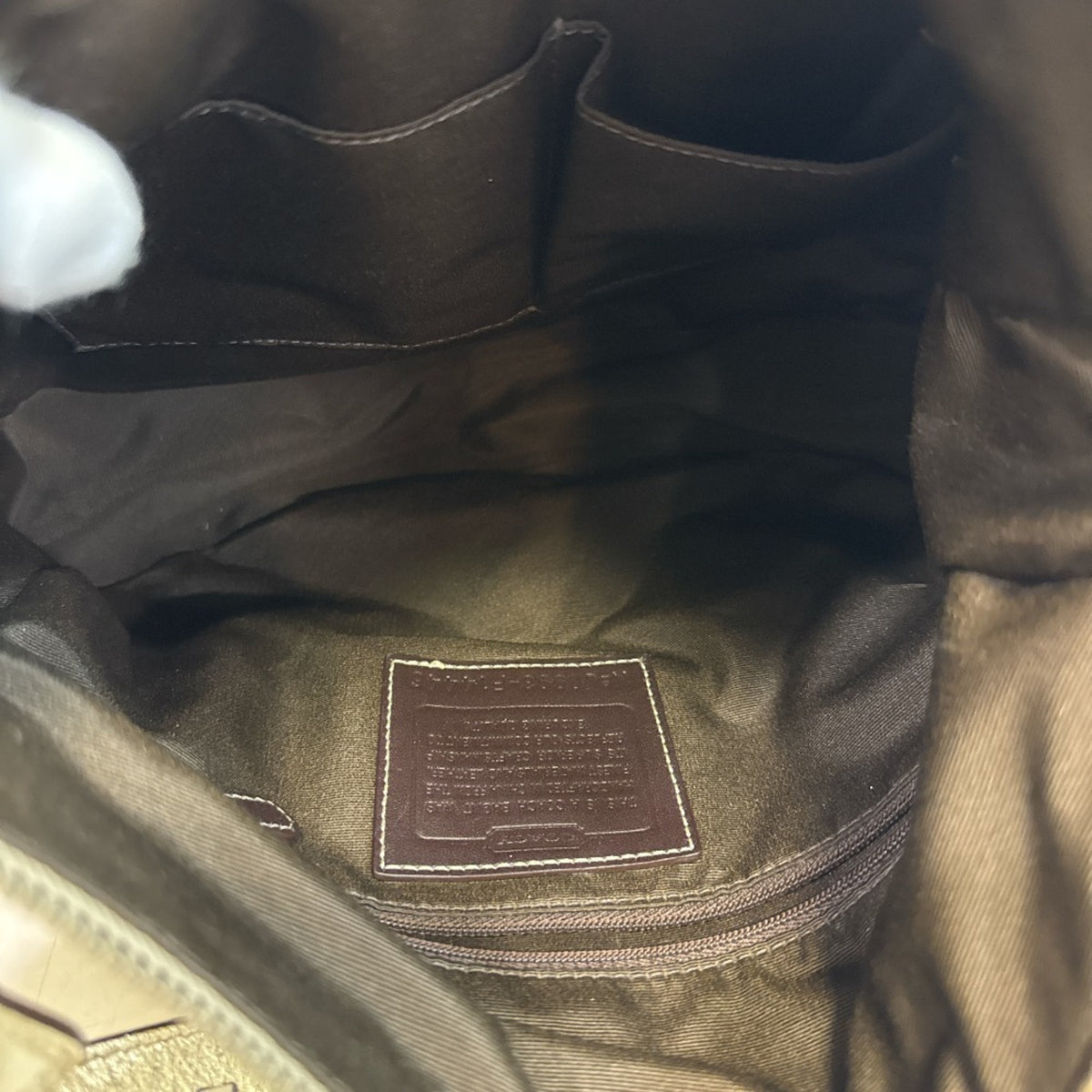 Coach Beige Gold Canvas Leather Shoulder Bag (Pre-Owned)