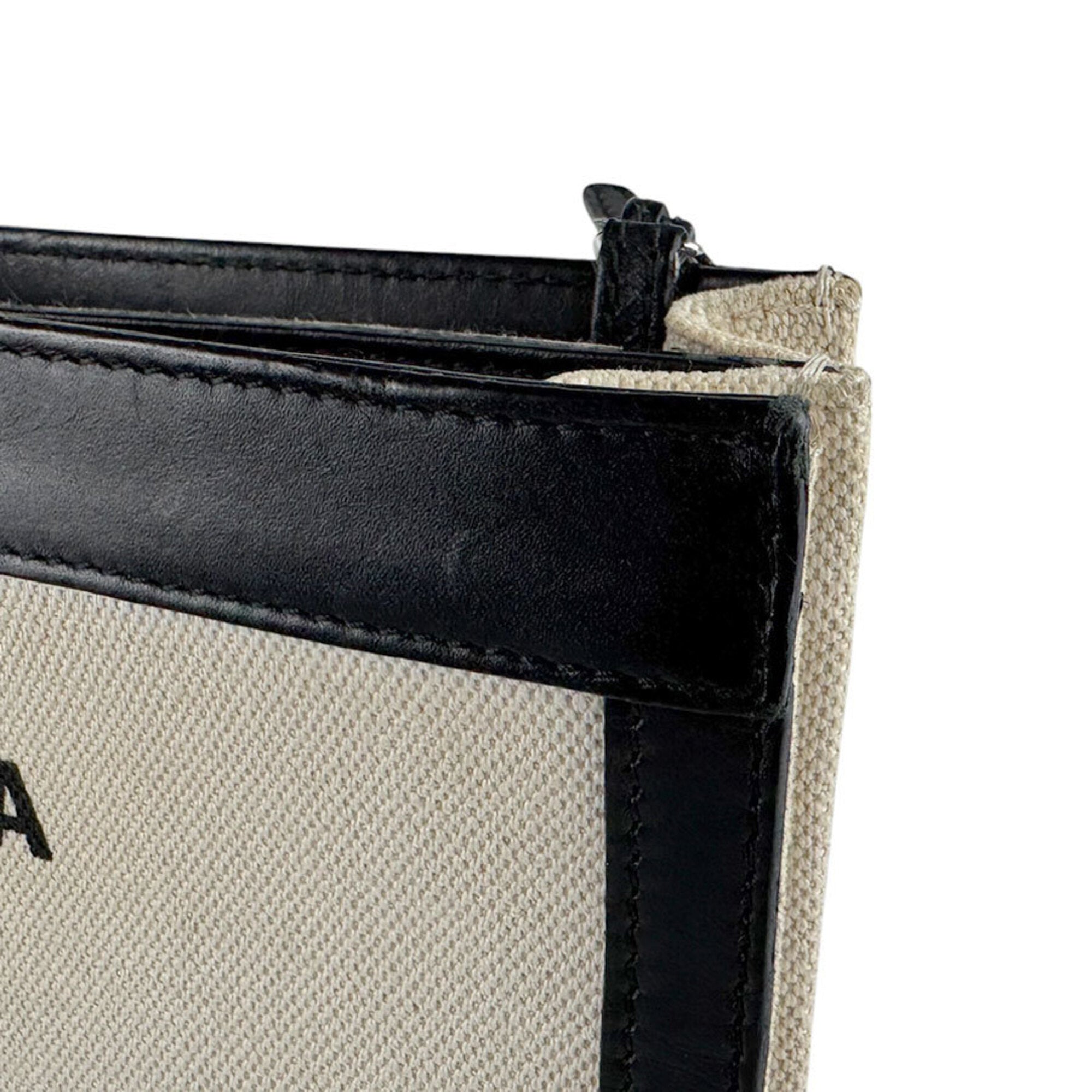 Balenciaga Black Ivory Canvas Leather Shoulder Bag (Pre-Owned)
