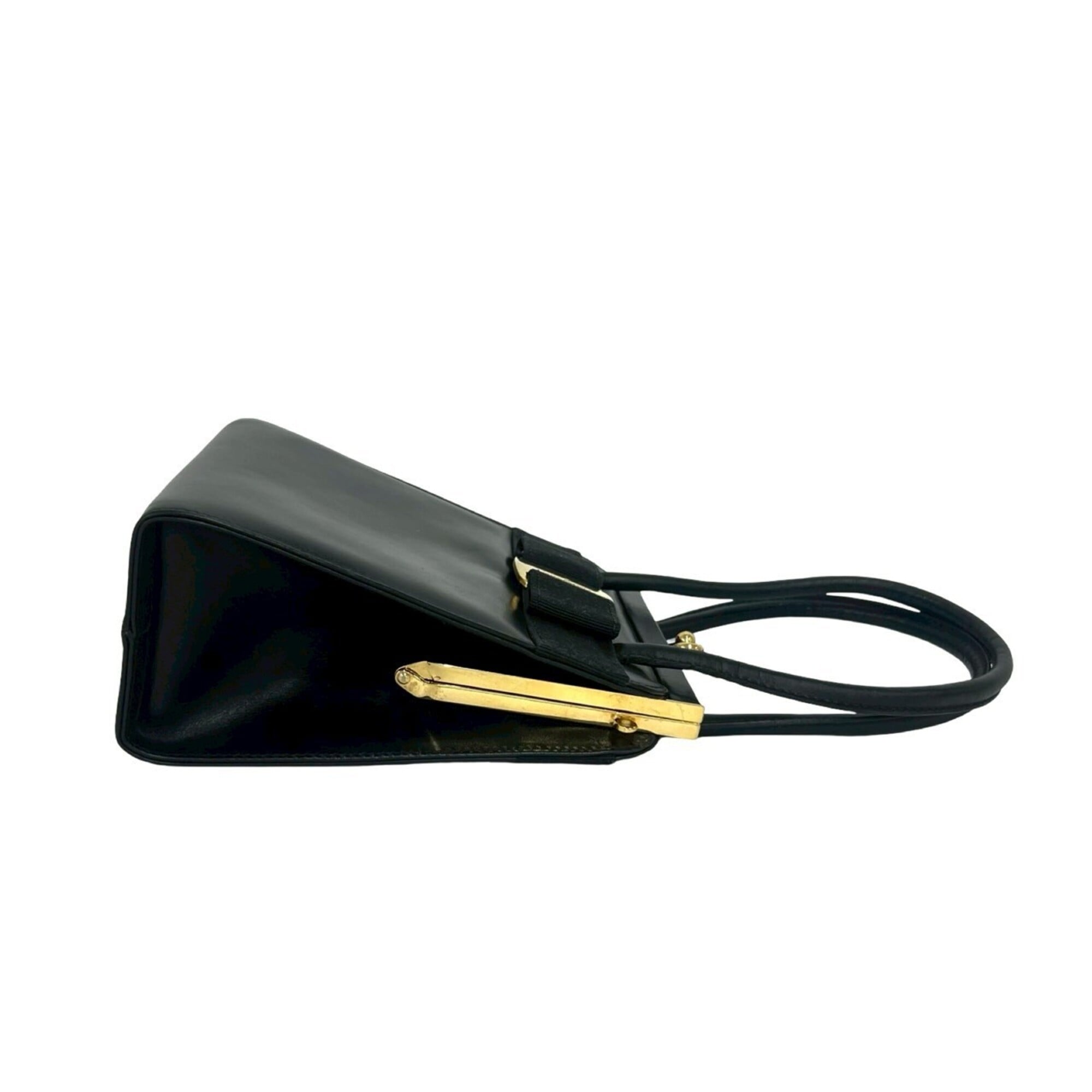 Salvatore Ferragamo Black Leather Handbag Shoulder Bag (Pre-Owned)