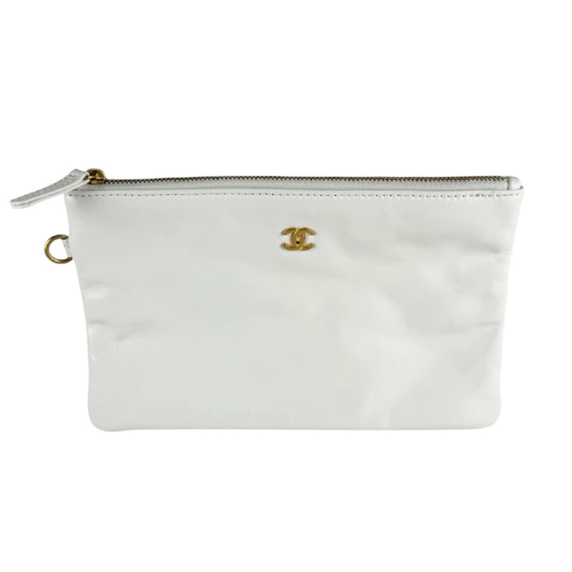 Chanel White Leather Shoulder Bag (Pre-Owned)