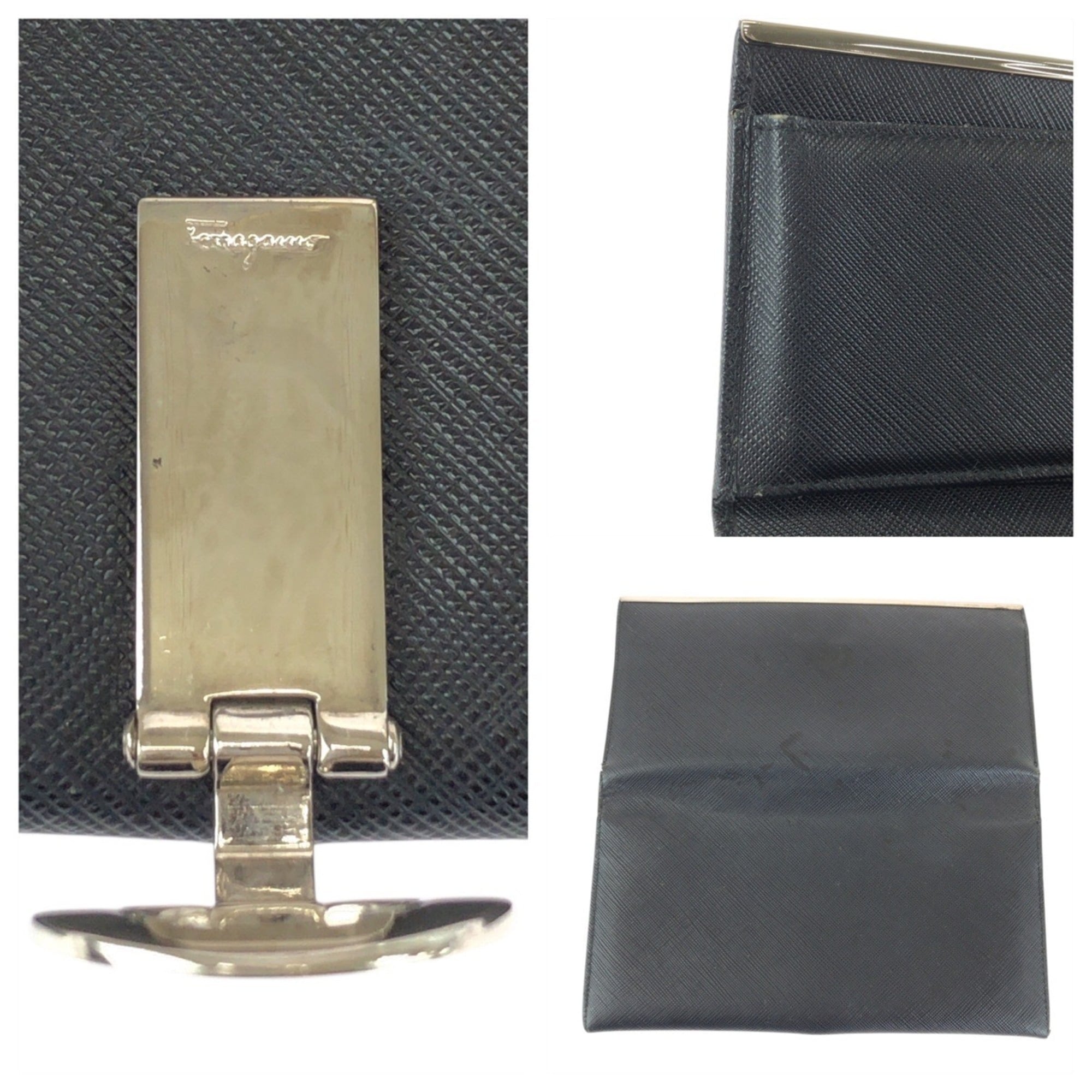 Salvatore Ferragamo Black Leather Long Wallet (Bi-Fold) (Pre-Owned)