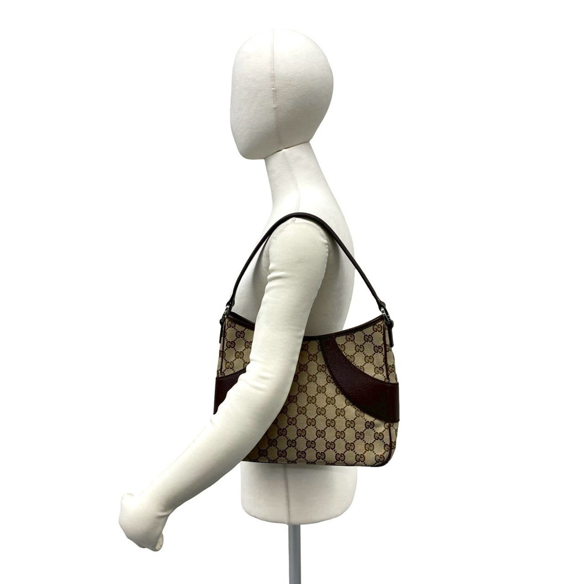 Gucci Brown Canvas Leather Handbag Shoulder Bag Tote Bag (Pre-Owned)
