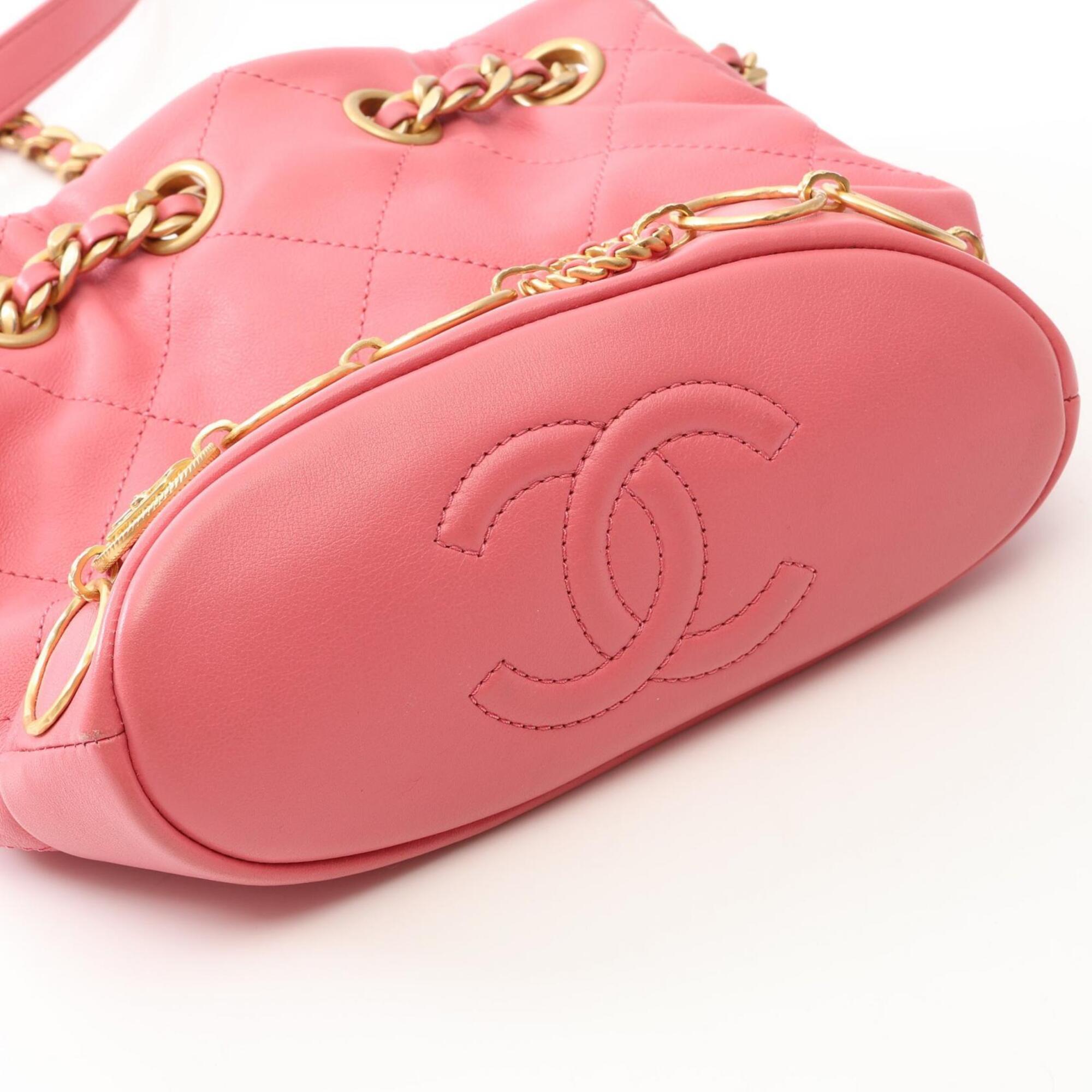Chanel Pink Leather Handbag Shoulder Bag (Pre-Owned)