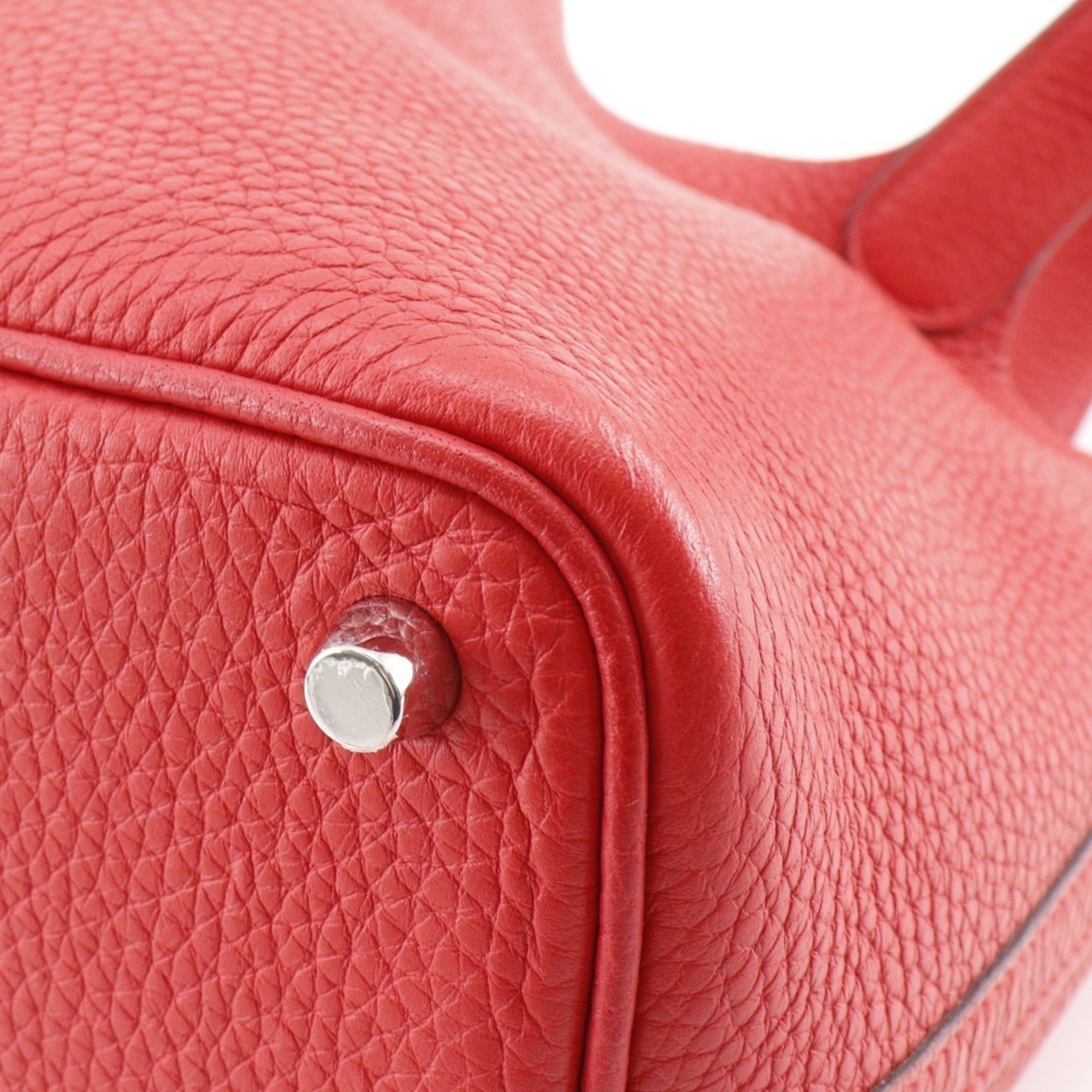 Hermes Picotin Red Color Taurillon Clemence Leather Handbag (Pre-Owned)