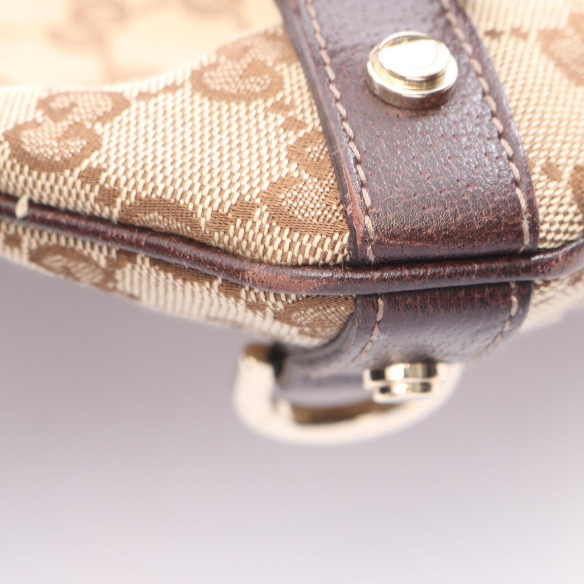 Gucci Beige Brown Canvas Leather Handbag Shoulder Bag (Pre-Owned)