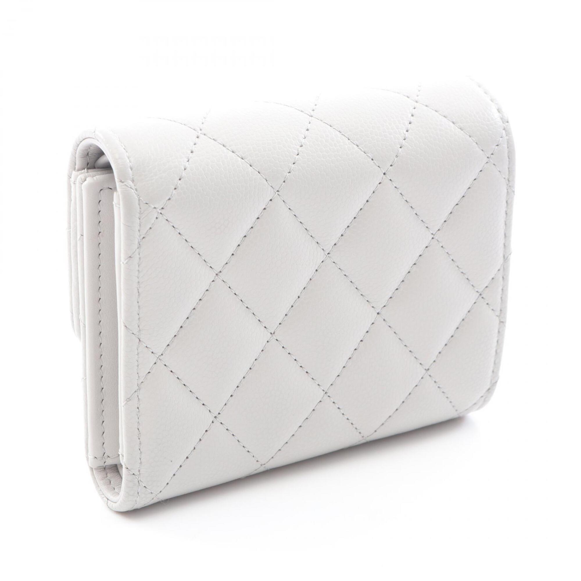 Chanel Gray Grained Calfskin Wallet (Tri-Fold) (Pre-Owned)