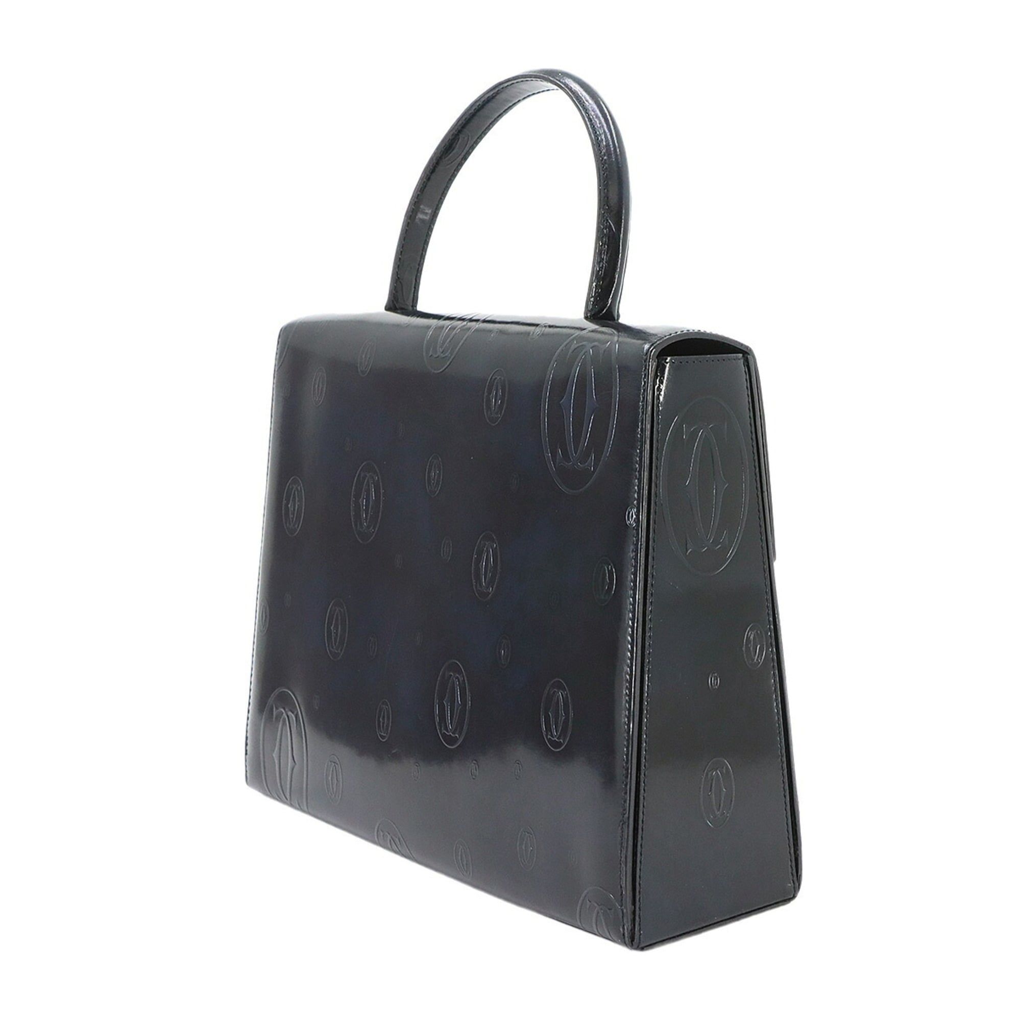 Cartier Happy Birthday Navy Patent Leather Handbag (Pre-Owned)