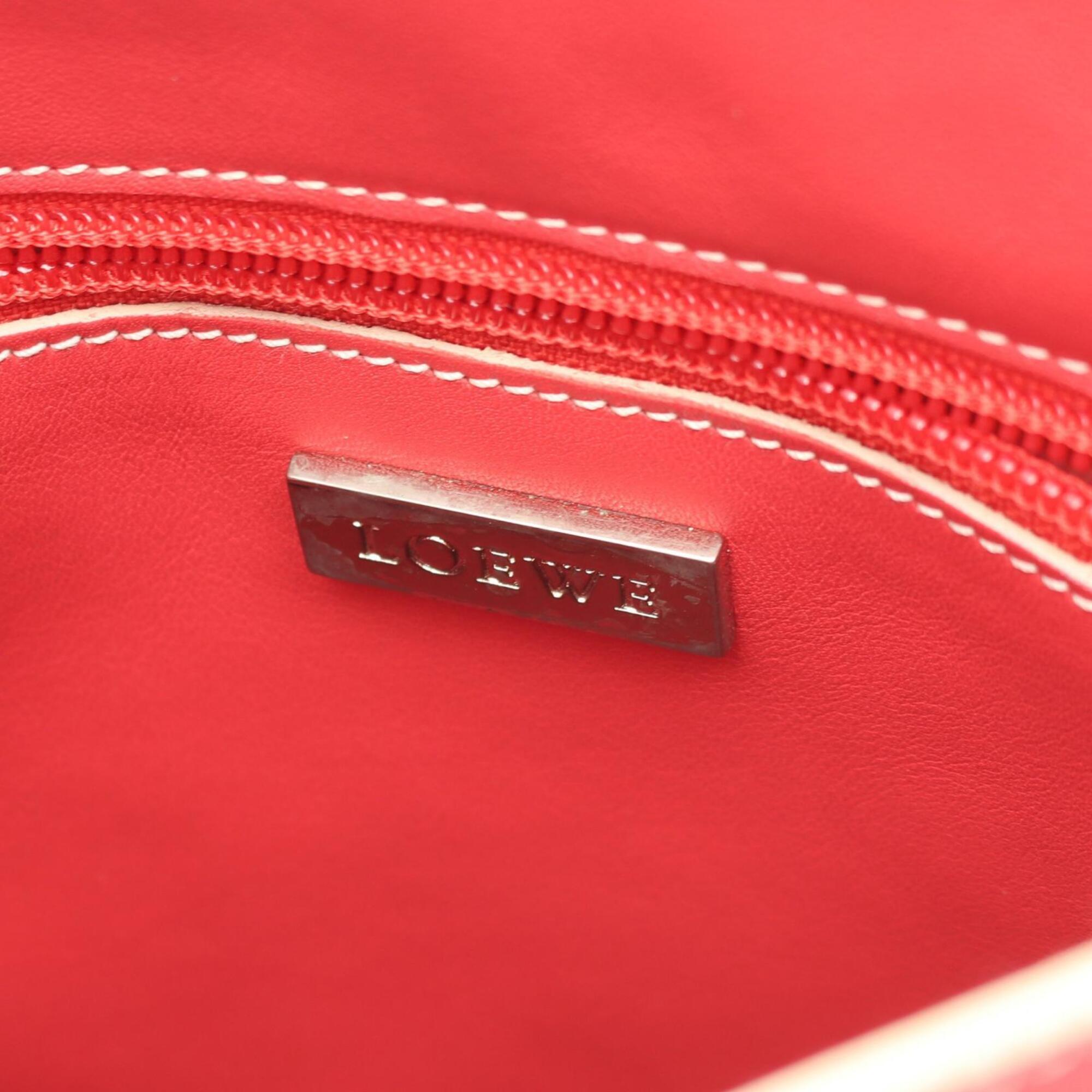 Loewe Red Color Leather Handbag Shoulder Bag (Pre-Owned)