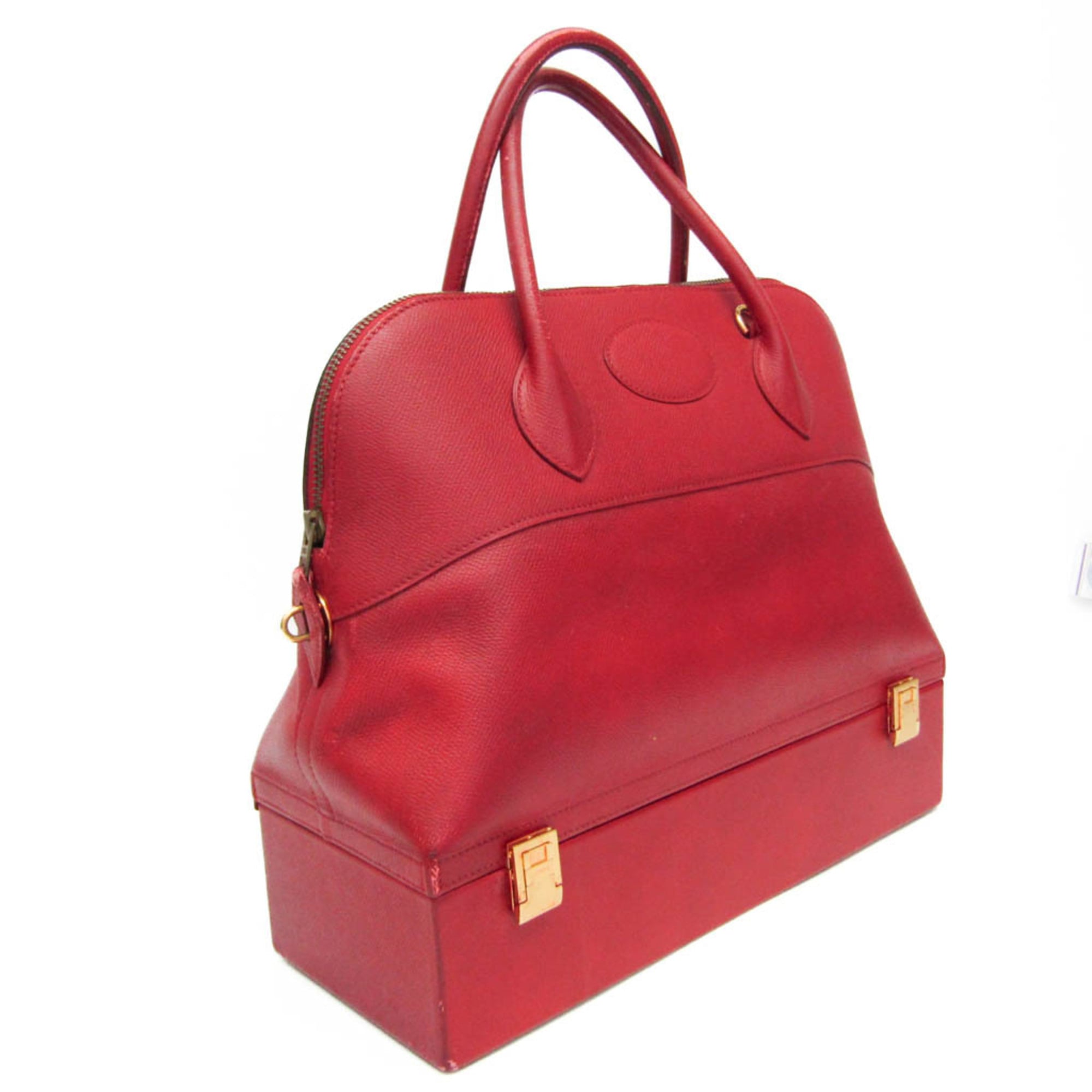 Hermes Red Color Courchevel Leather Handbag (Pre-Owned)