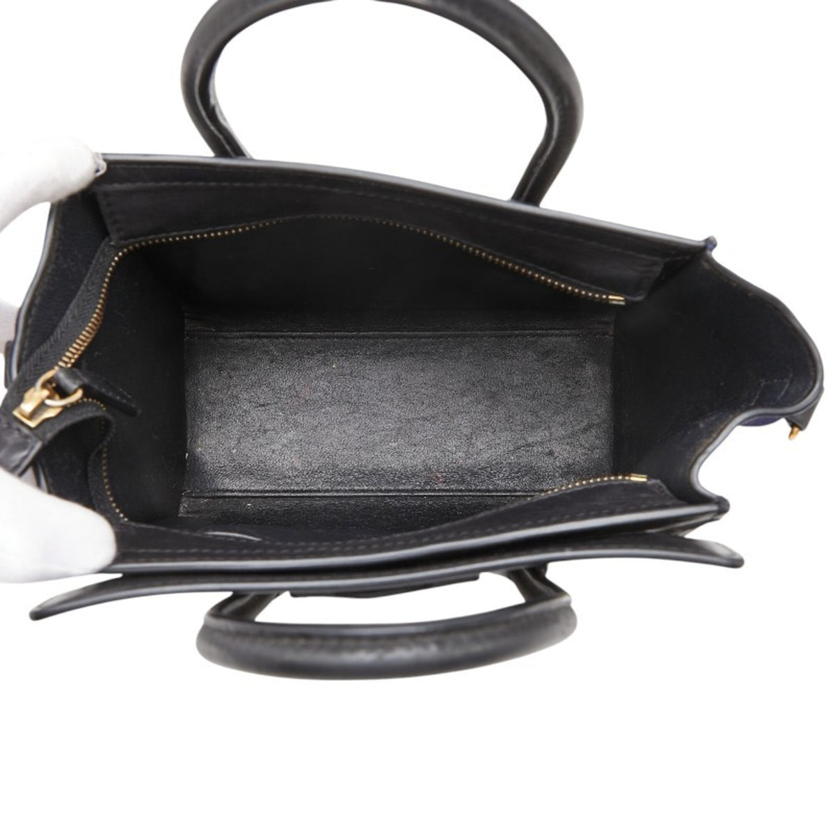 Celine Beige Black Navy Suede Leather Handbag (Pre-Owned)