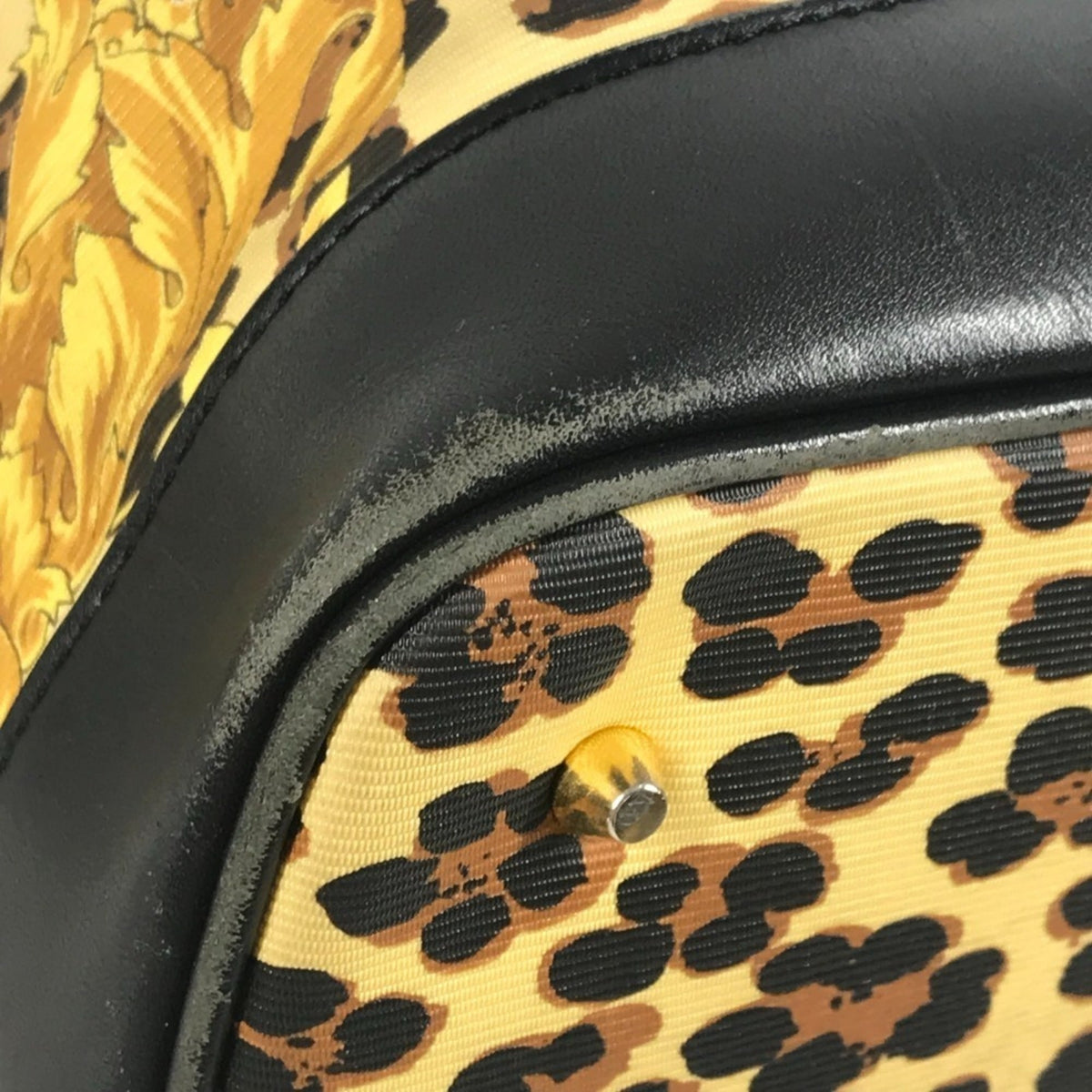 Versace Black Yellow Pvc Leather Handbag Pouch Vanity Bag (Pre-Owned)