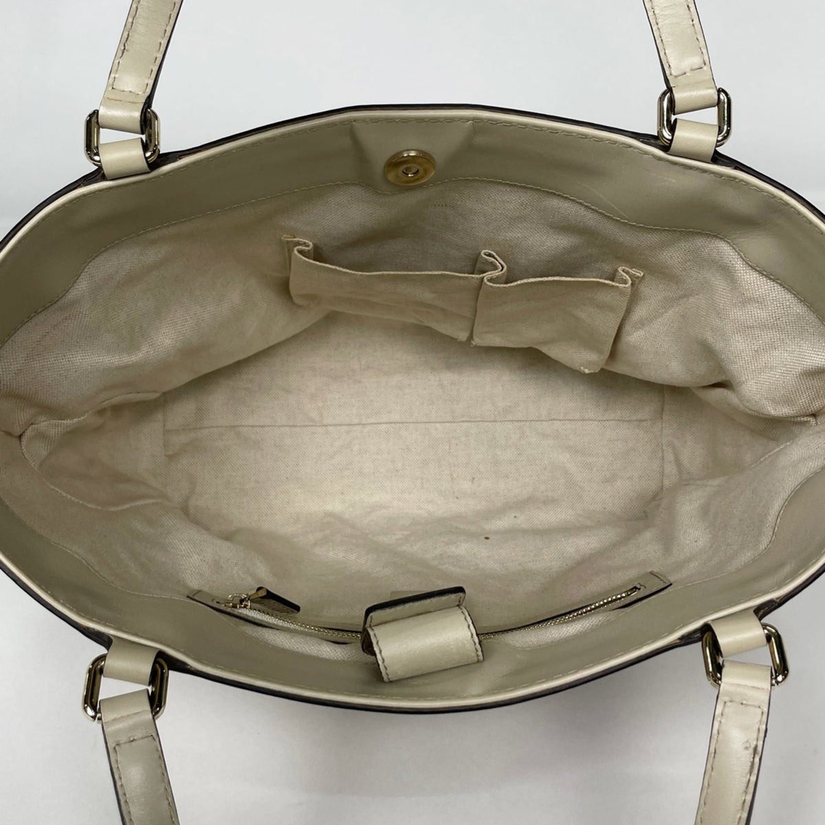Gucci Beige Gg Canvas Leather Tote Bag (Pre-Owned)