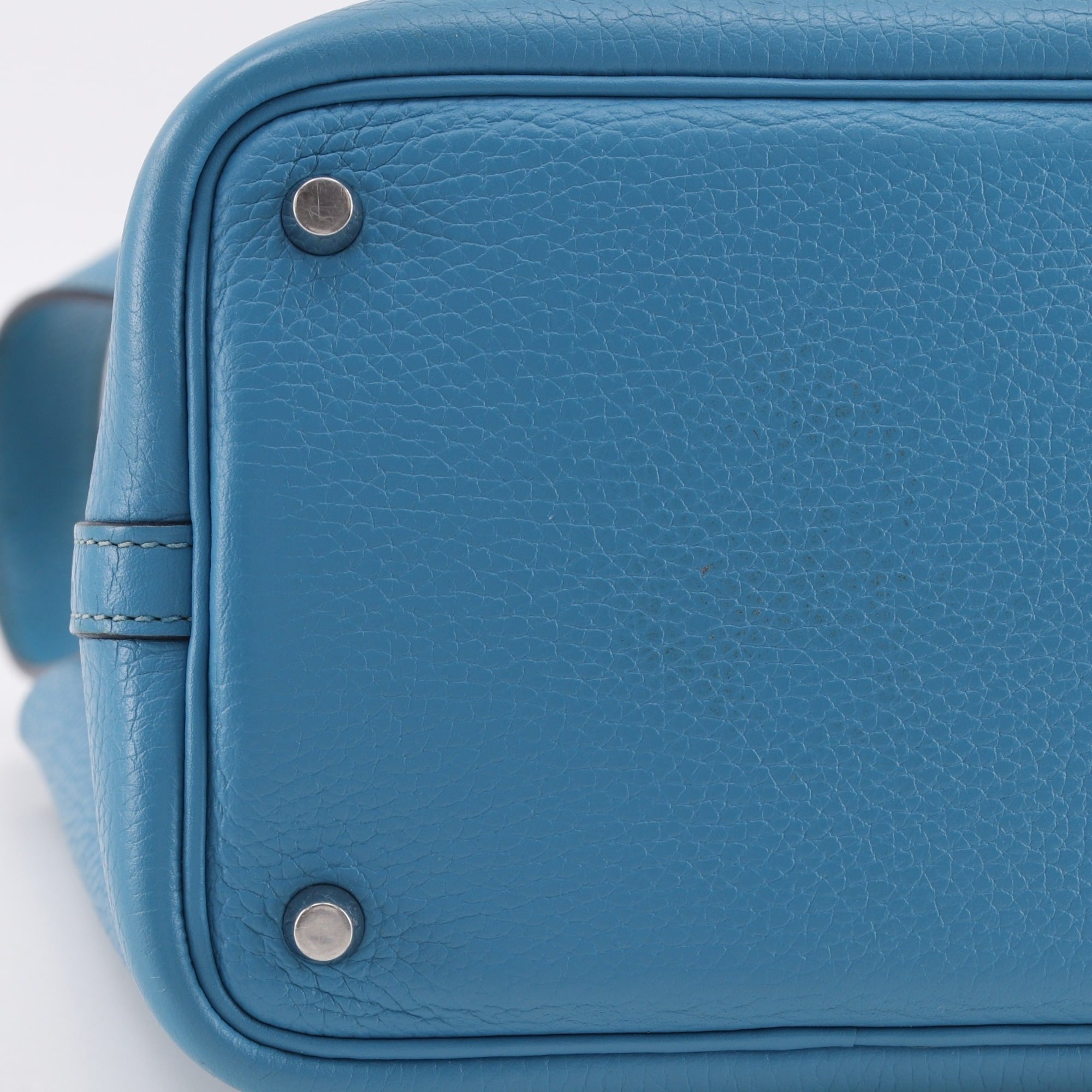 Hermes Blue Green Taurillon Clemence Leather Handbag (Pre-Owned)