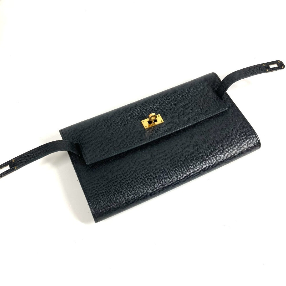 Hermes Black Epsom Leather Chain/Shoulder Wallet (Pre-Owned)