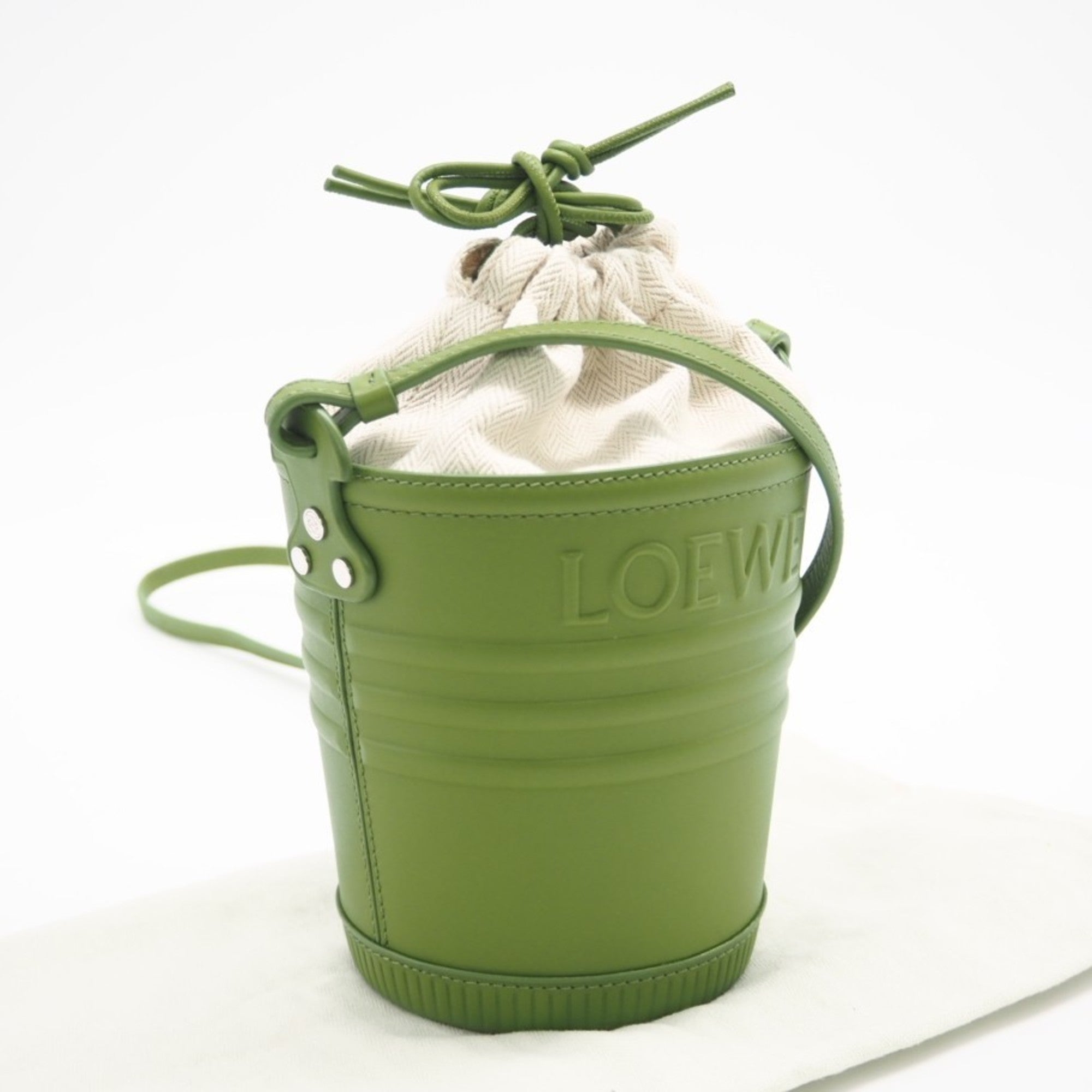 Loewe Green Canvas Leather Shoulder Bag (Pre-Owned)