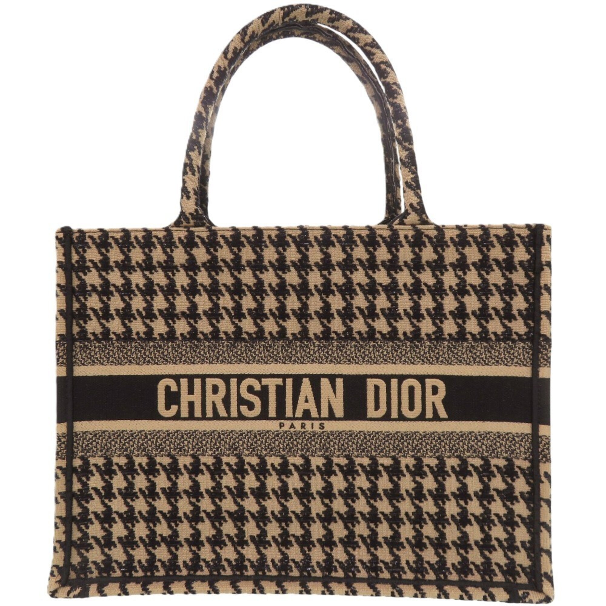 Christian Dior Beige Black Canvas Tote Bag (Pre-Owned)