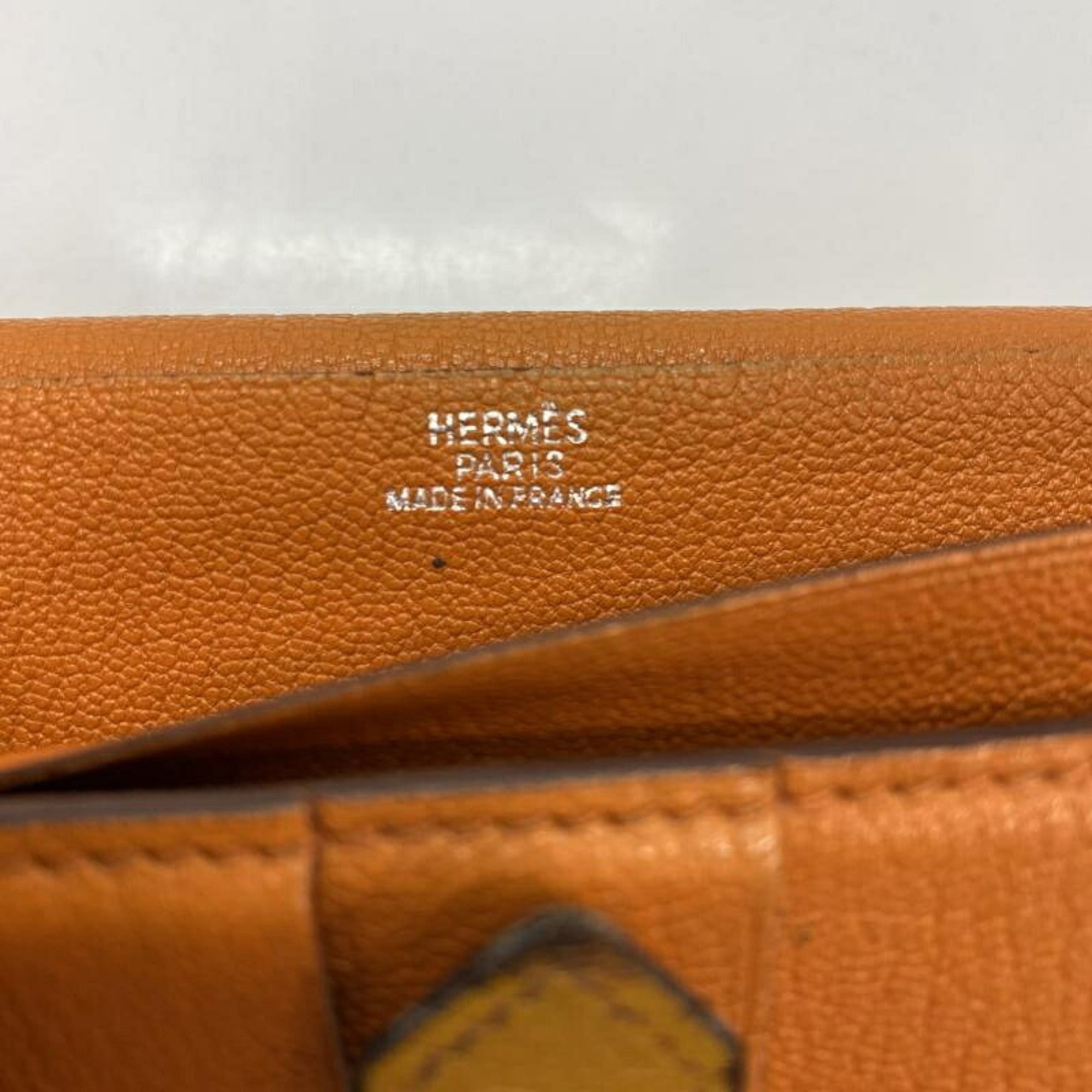 Hermes Bearn Orange Long Wallet (Bi-Fold) (Pre-Owned)
