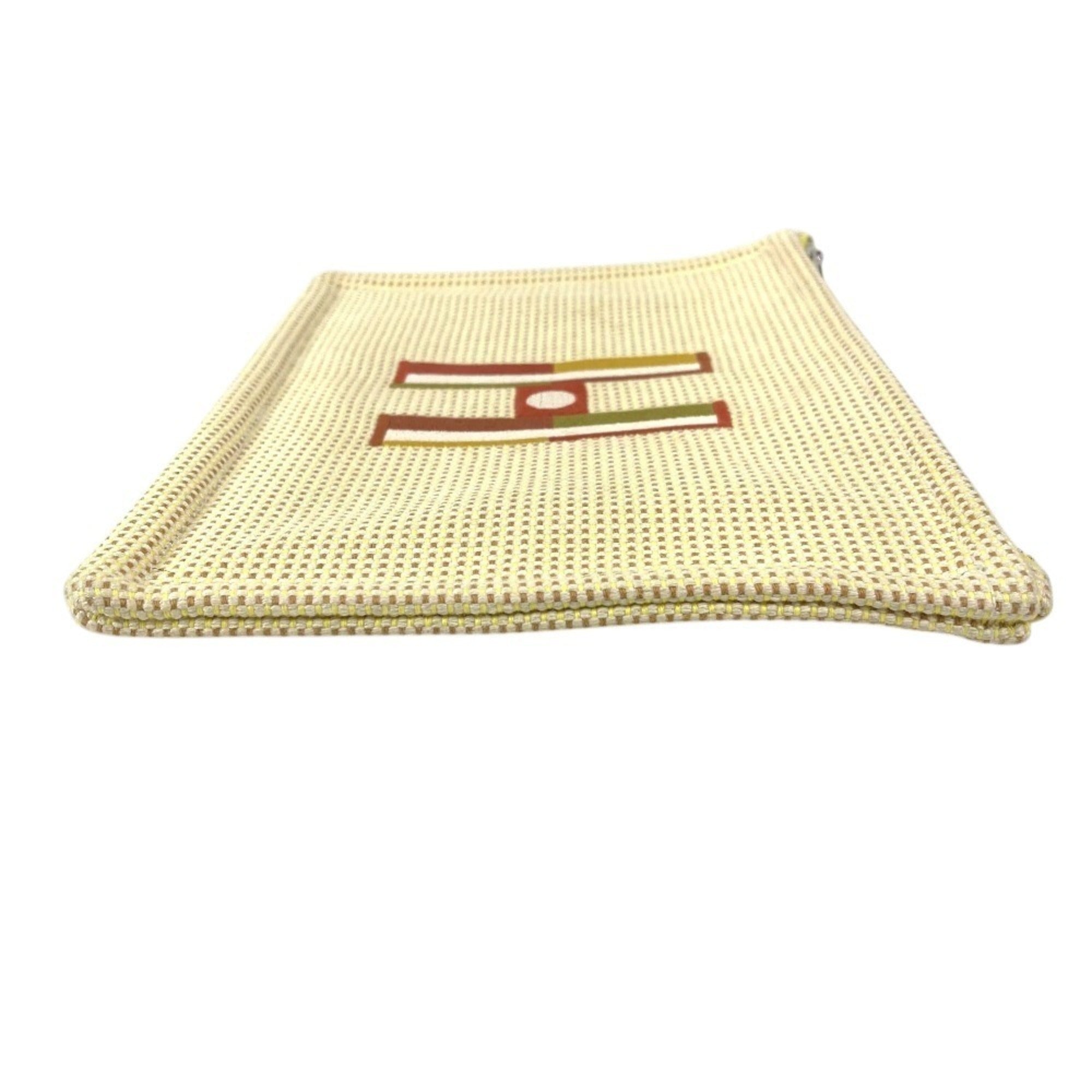 Hermes Yellow Embroidery Clutch Bag Handbag Pouch (Pre-Owned)