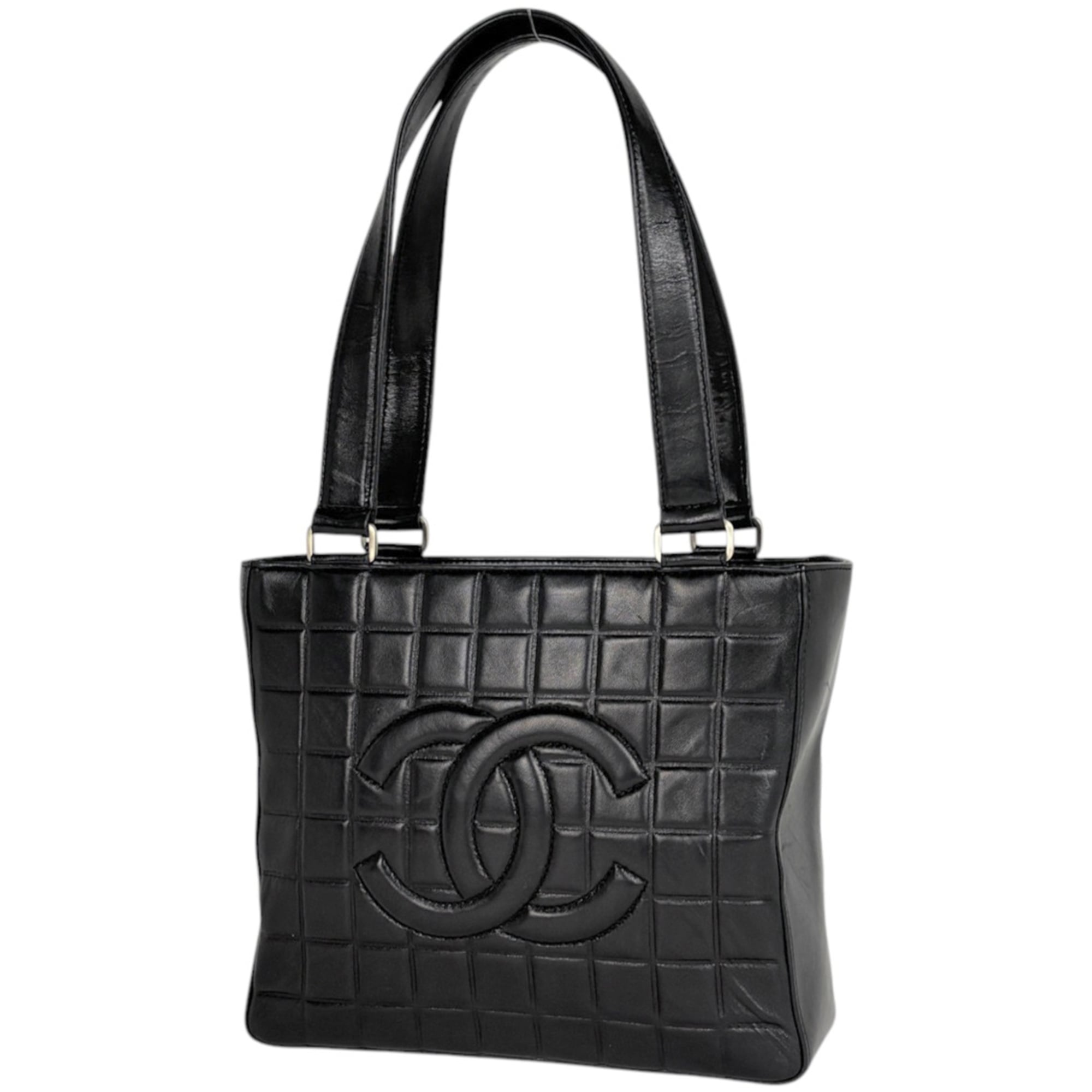 Chanel Chocolate Bar Black Leather Tote Bag (Pre-Owned)