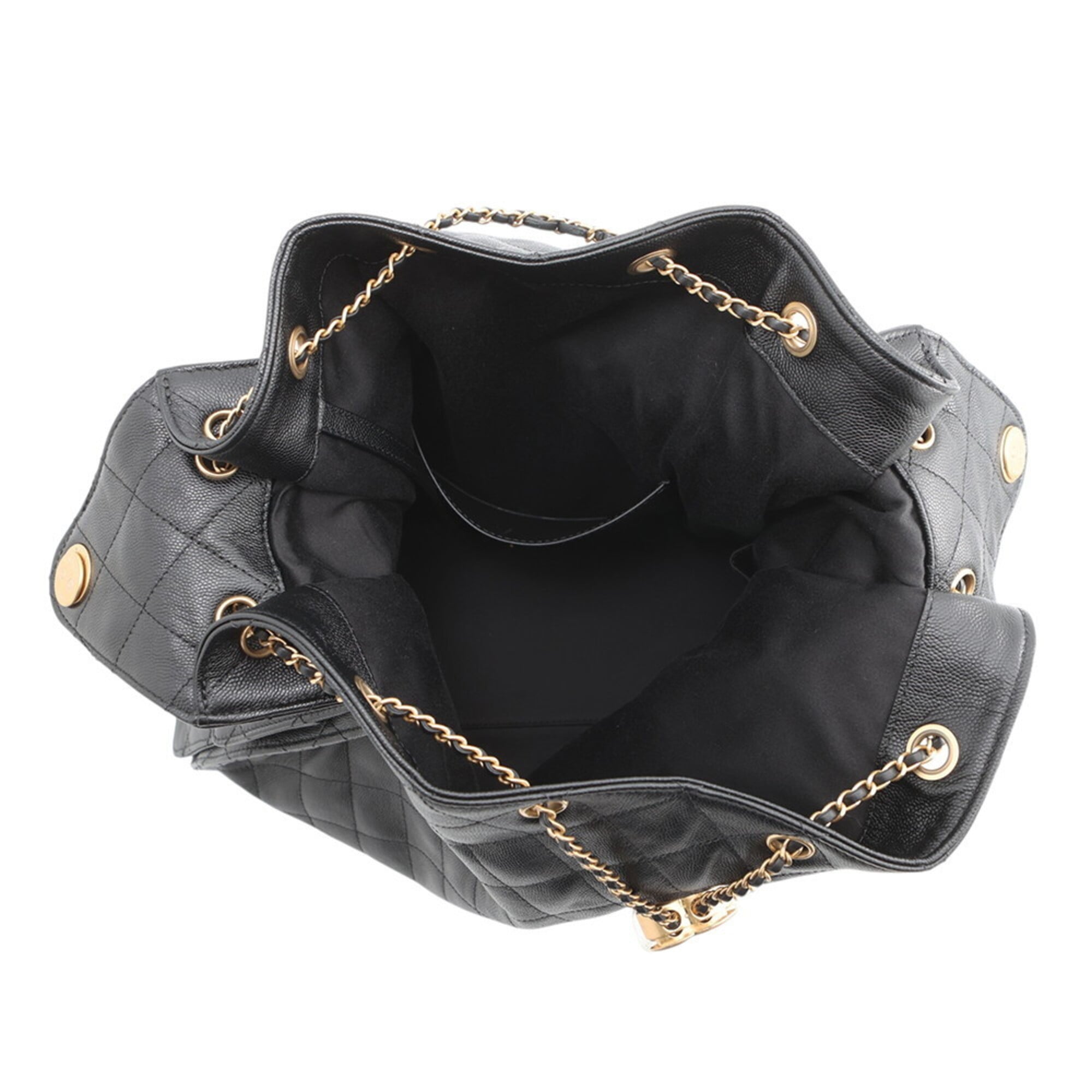 Chanel Black Grained Calfskin Handbag Shoulder Bag (Pre-Owned)
