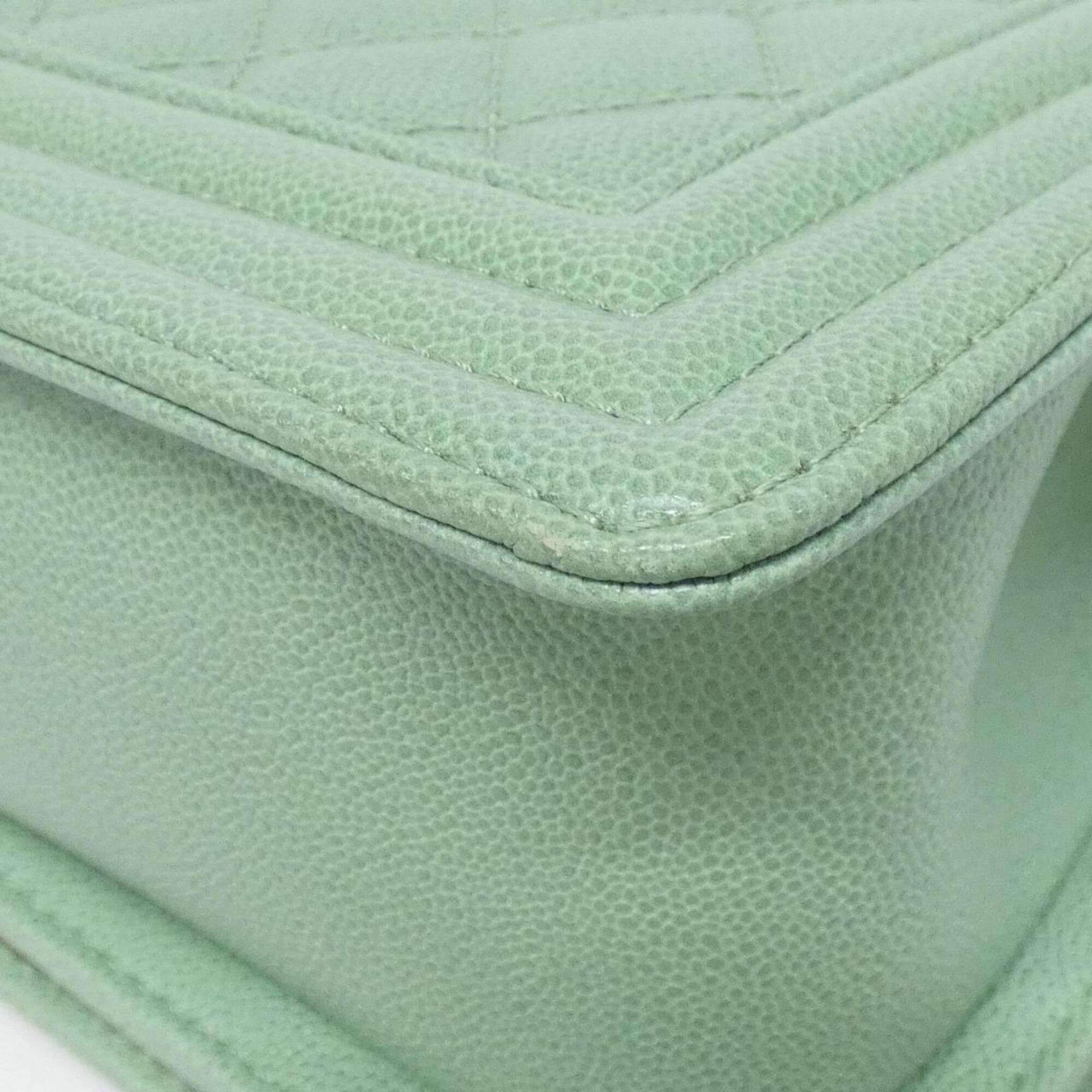 Chanel Green Grained Calfskin Shoulder Bag (Pre-Owned)