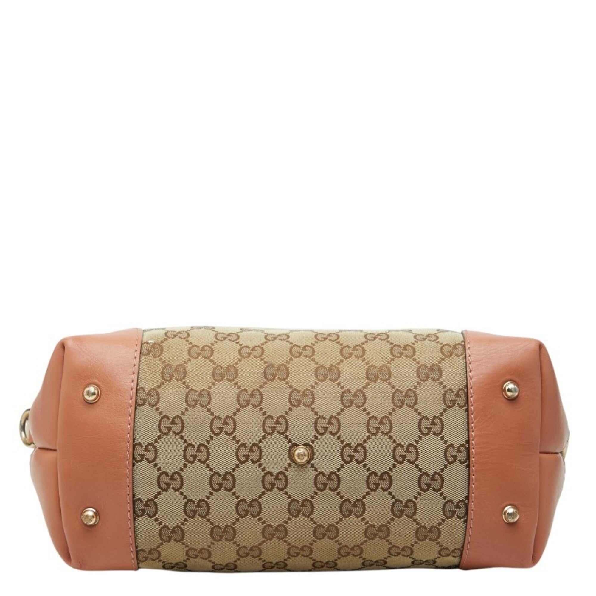 Gucci Beige Orange Canvas Leather Handbag Shoulder Bag (Pre-Owned)
