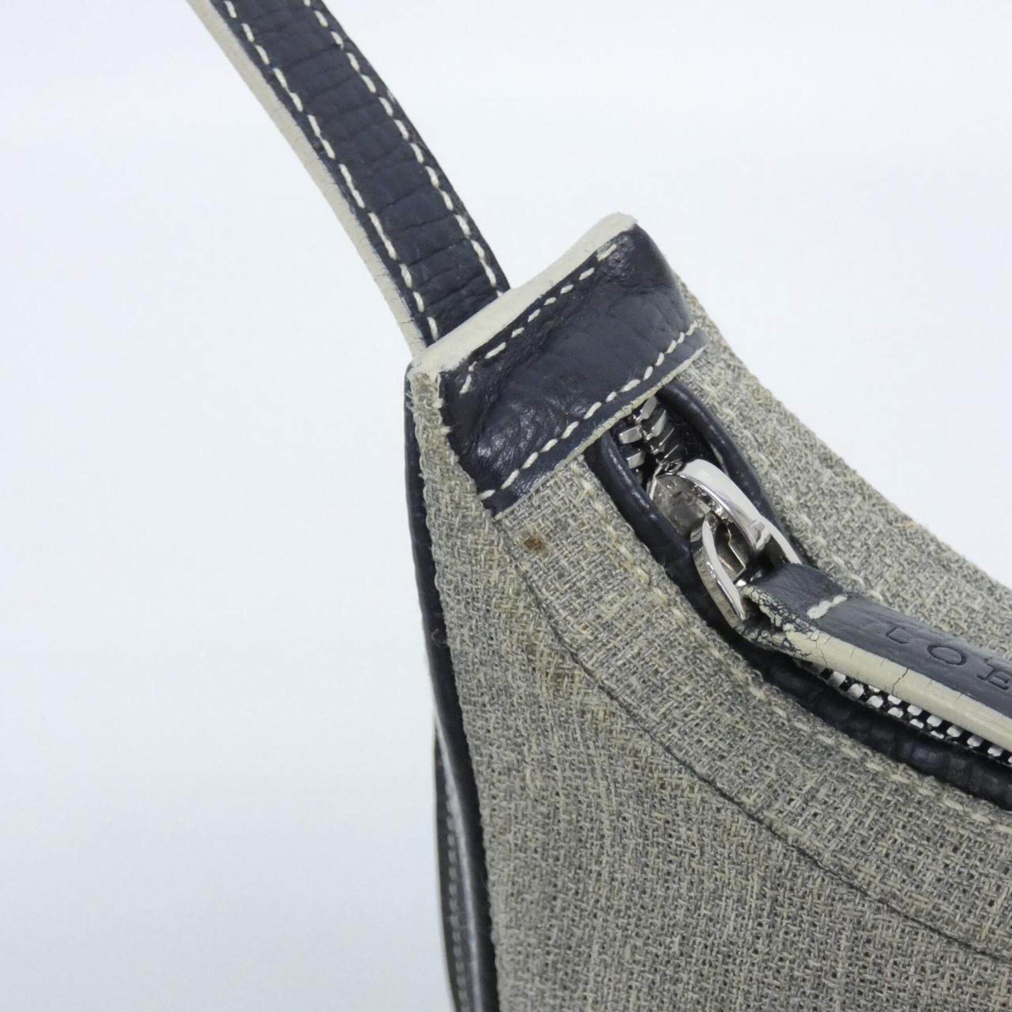 Loewe Gray Navy Canvas Leather Shoulder Bag (Pre-Owned)