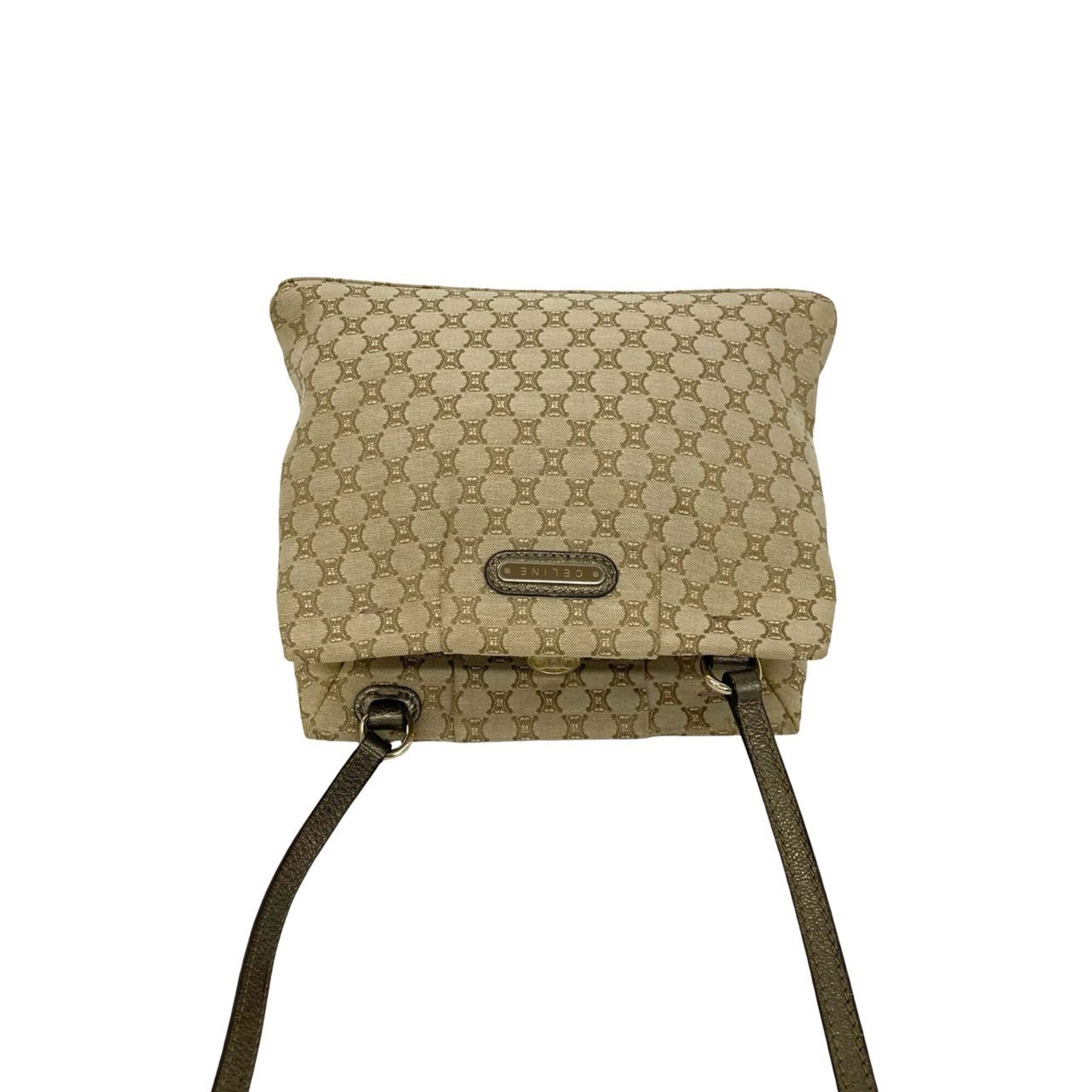 Celine Beige Canvas Leather Pochette Shoulder Bag (Pre-Owned)