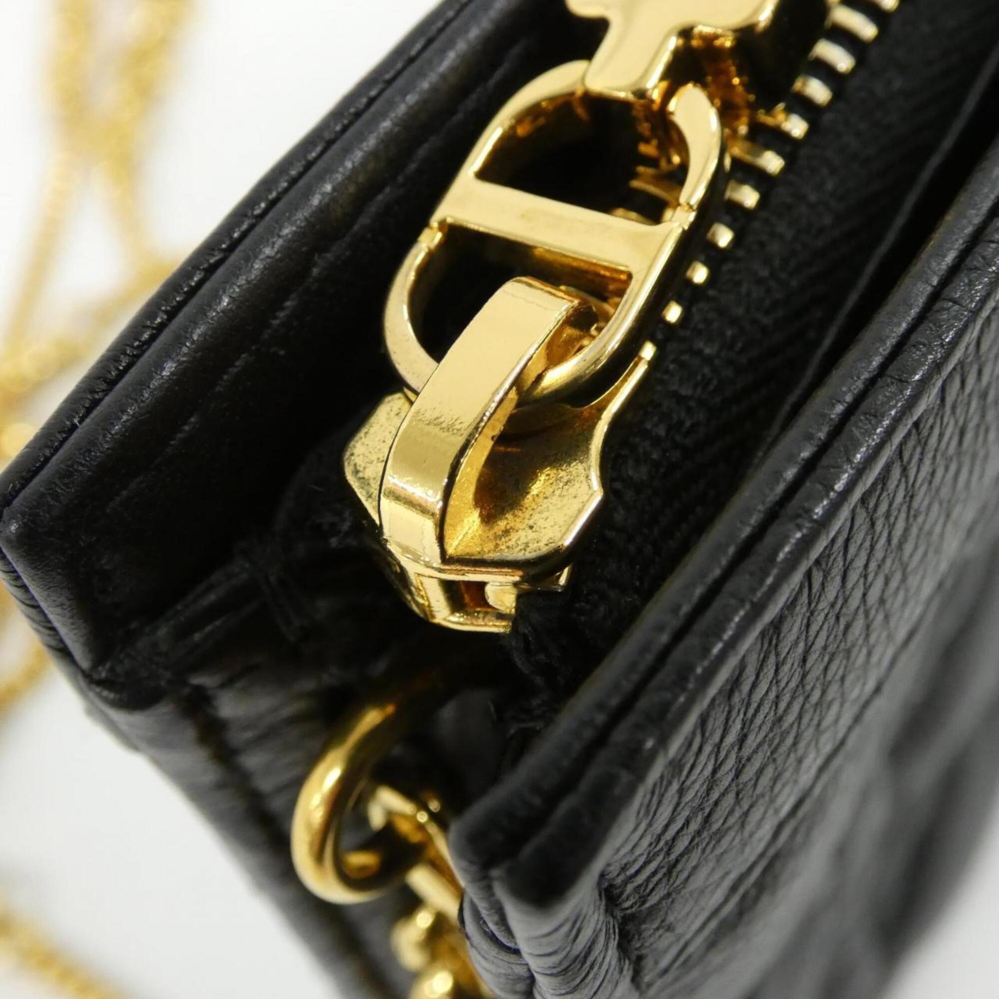 Christian Dior Black Leather Handbag Pouch Shoulder Bag (Pre-Owned)