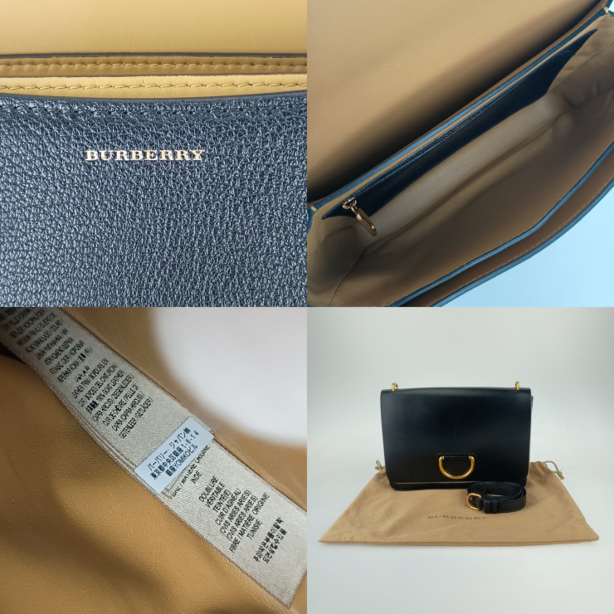Burberry Black Leather Handbag Shoulder Bag (Pre-Owned)